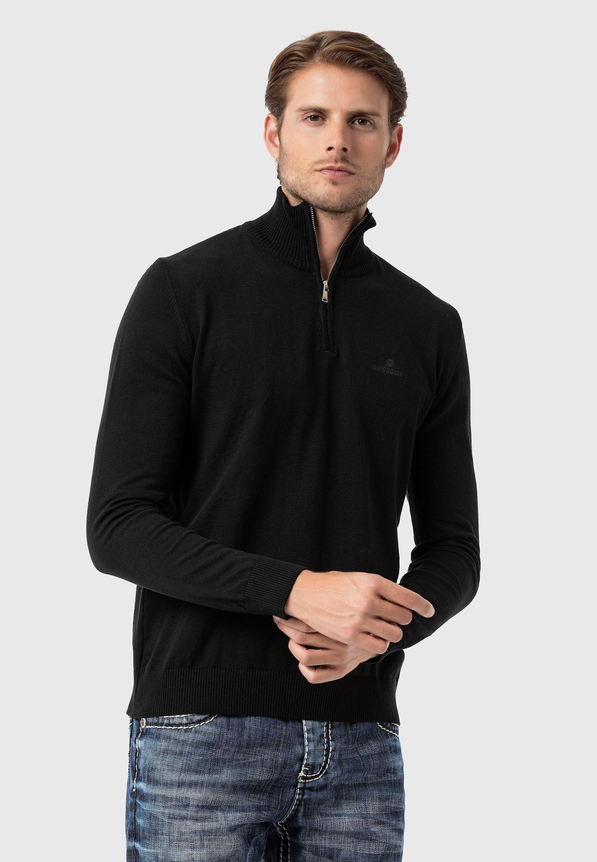 Cipo & Baxx Troyer Pullover (1-tlg) mit Troyer-Kragen