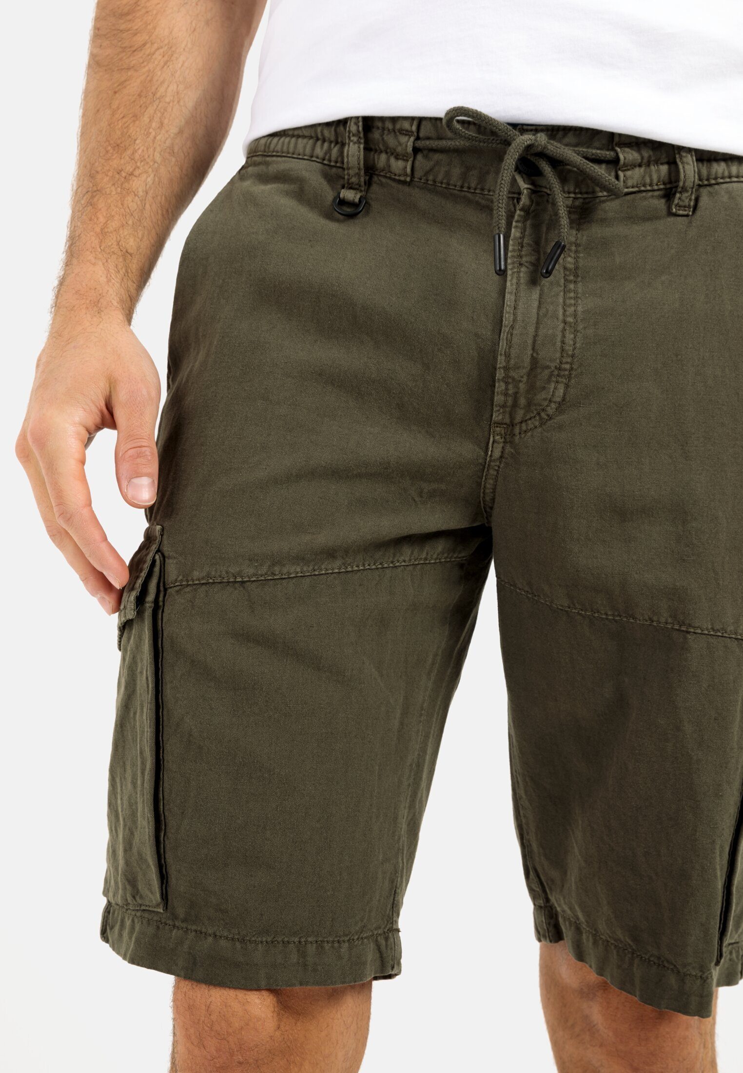 active Olive-Braun im camel Baumwoll-Leinen-Mix Cargoshorts