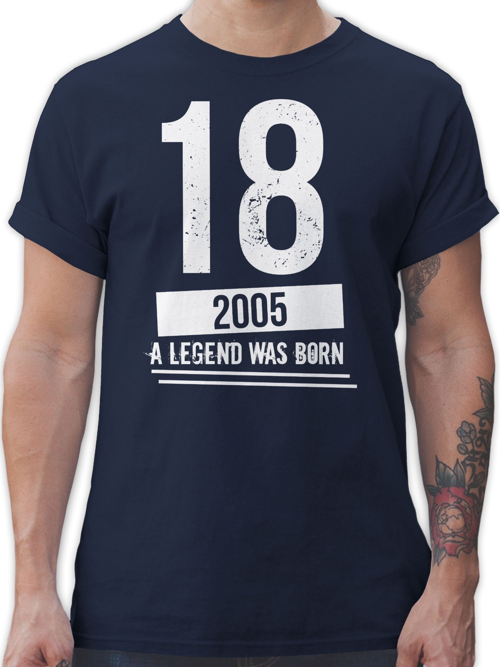 Shirtracer T-Shirt Achtzehnter Geburtstag 2005 18. Geburtstag 02 Navy Blau