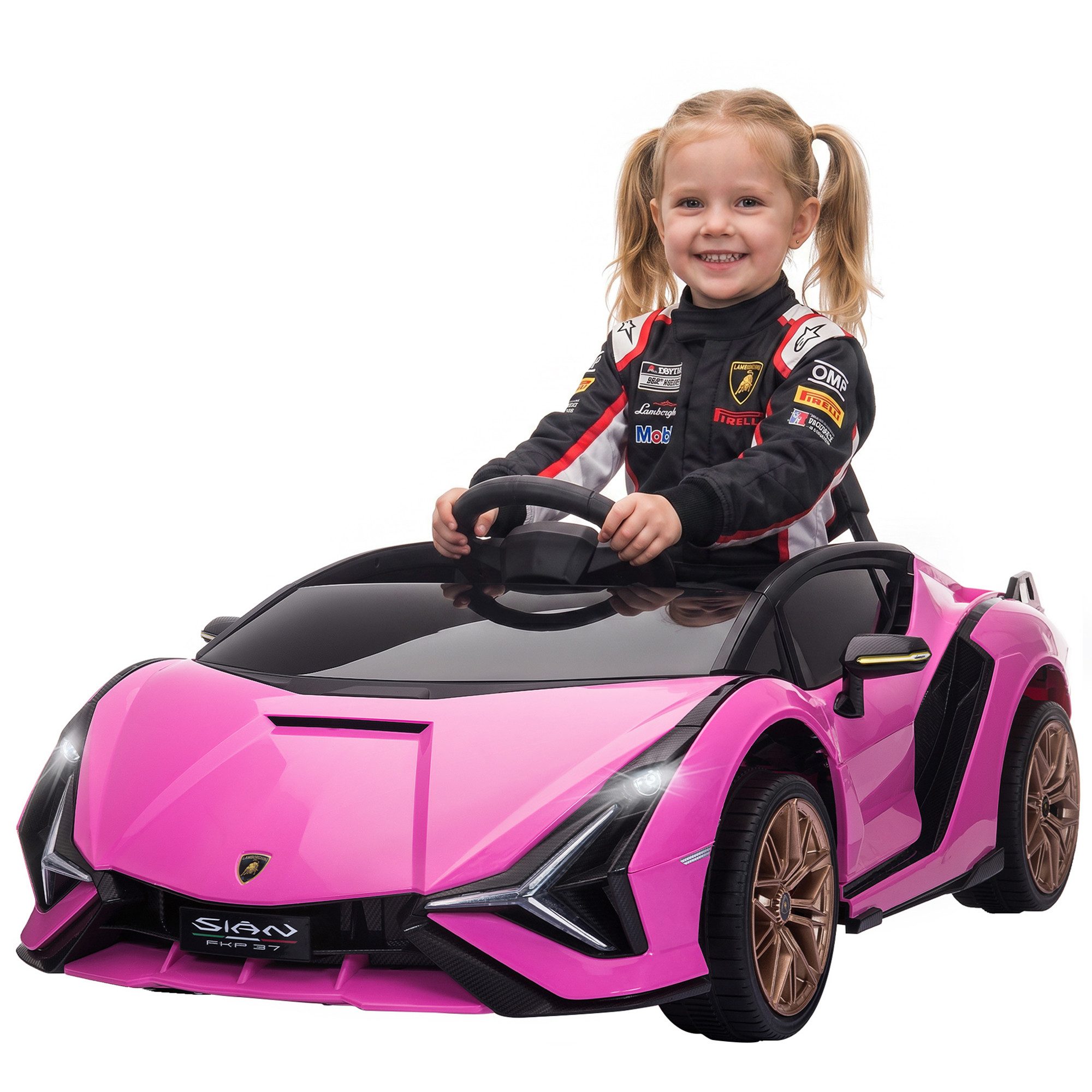 HOMCOM Elektro-Kinderauto 12V Kinderauto mit 2,4G Fernbedienung, 2 Motor, Elektrofahrzeug, Belastbarkeit 25 kg, (1-tlg), für 3-5 Jahre Kinder, Rosa