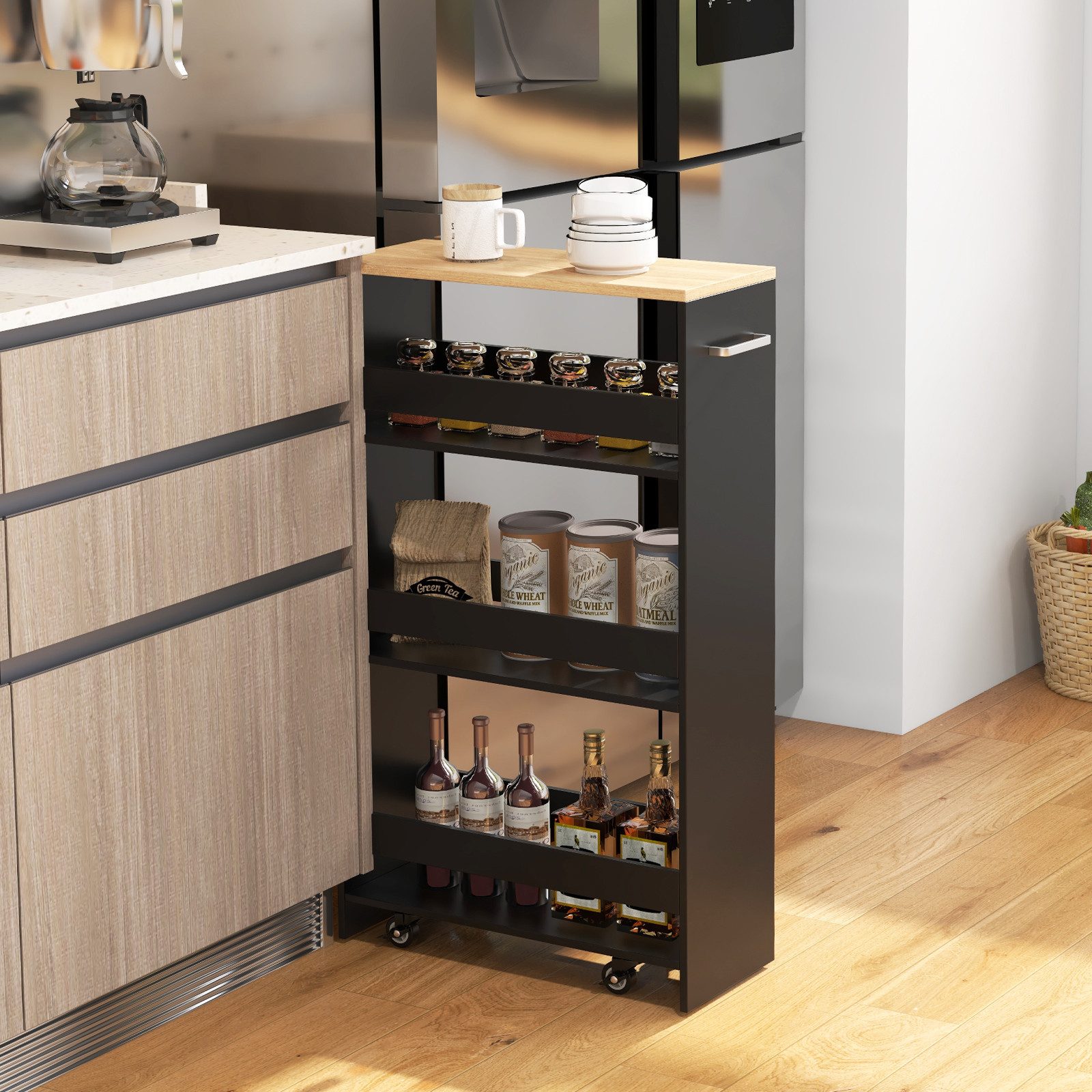 COSTWAY Küchenwagen, schmal, Nischenwagen 4 Ebenen, auf Rollen, 47,5x20x80, günstig online kaufen