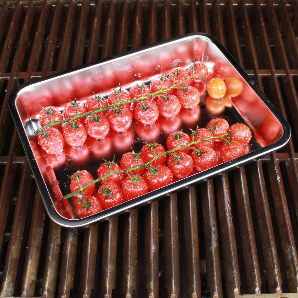 PROREGAL® Grillpfanne Edelstahl Grillschale & Auffangschale, klein
