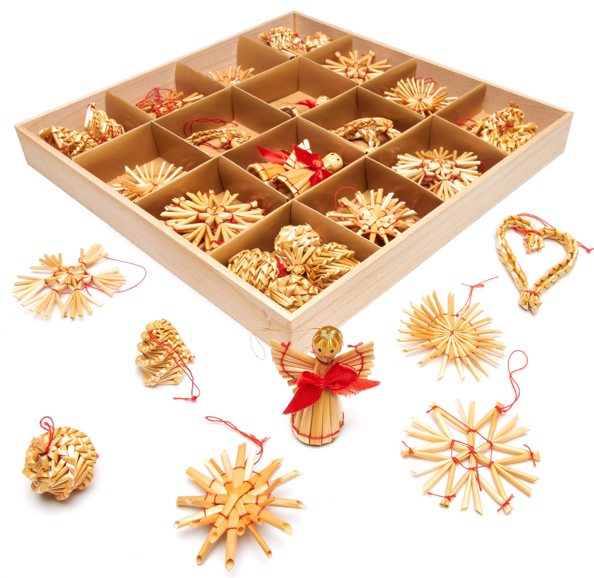 BRUBAKER Christbaumschmuck Weihnachtliches Strohsterne Set (48-tlg), bis zu 6,5 cm hohe Christbaumanhänger aus Stroh, handgefertigt – Bild 4 von 5