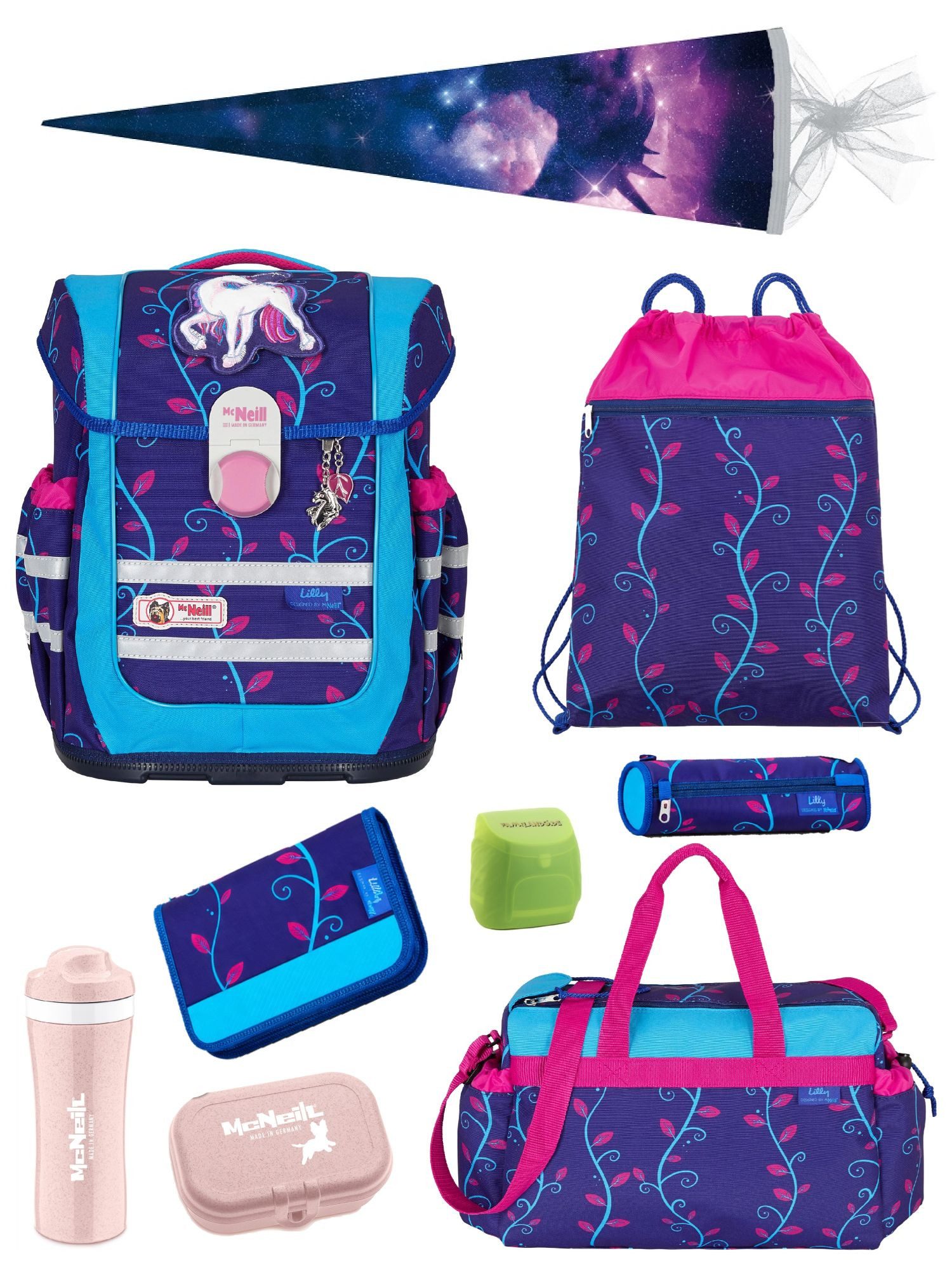 Schulranzen Ergo Complete "Lilly" Unicorn Einhorn Schultasche ab der 1. Klasse