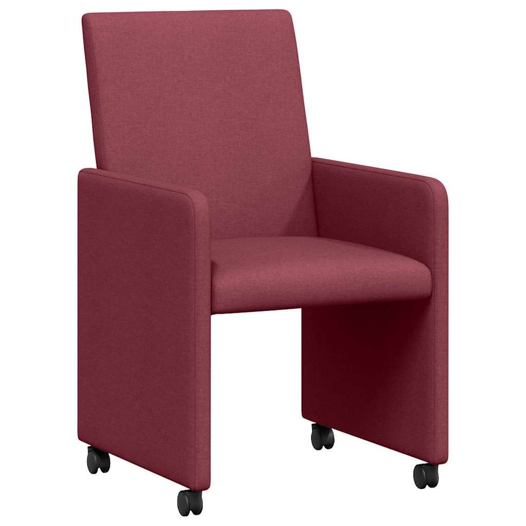 Esszimmerstuhl Esszimmerstühle mit Rollen 2 stk. Stoff Weinrot 57 x 66 x 94 cm