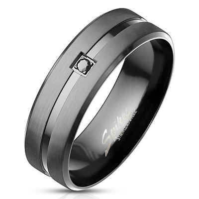 BUNGSA Fingerring Ring Mittelring Schwarz aus Edelstahl Herren (Ring, 1-tlg), Männer