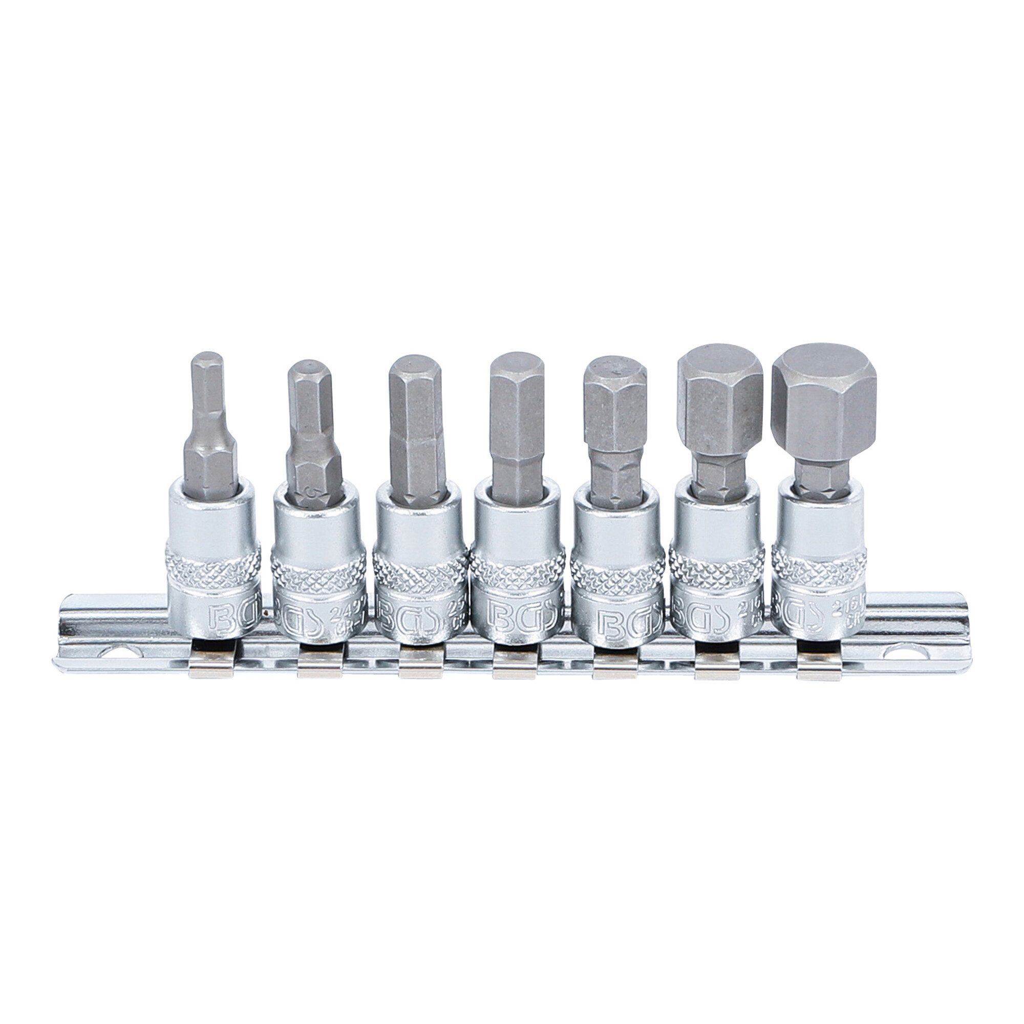 BGS technic Sechskant-Bit BGS Bit-Einsatz-Satz Antrieb Innenvierkant 6,3 mm Innensechskant 4 - 1