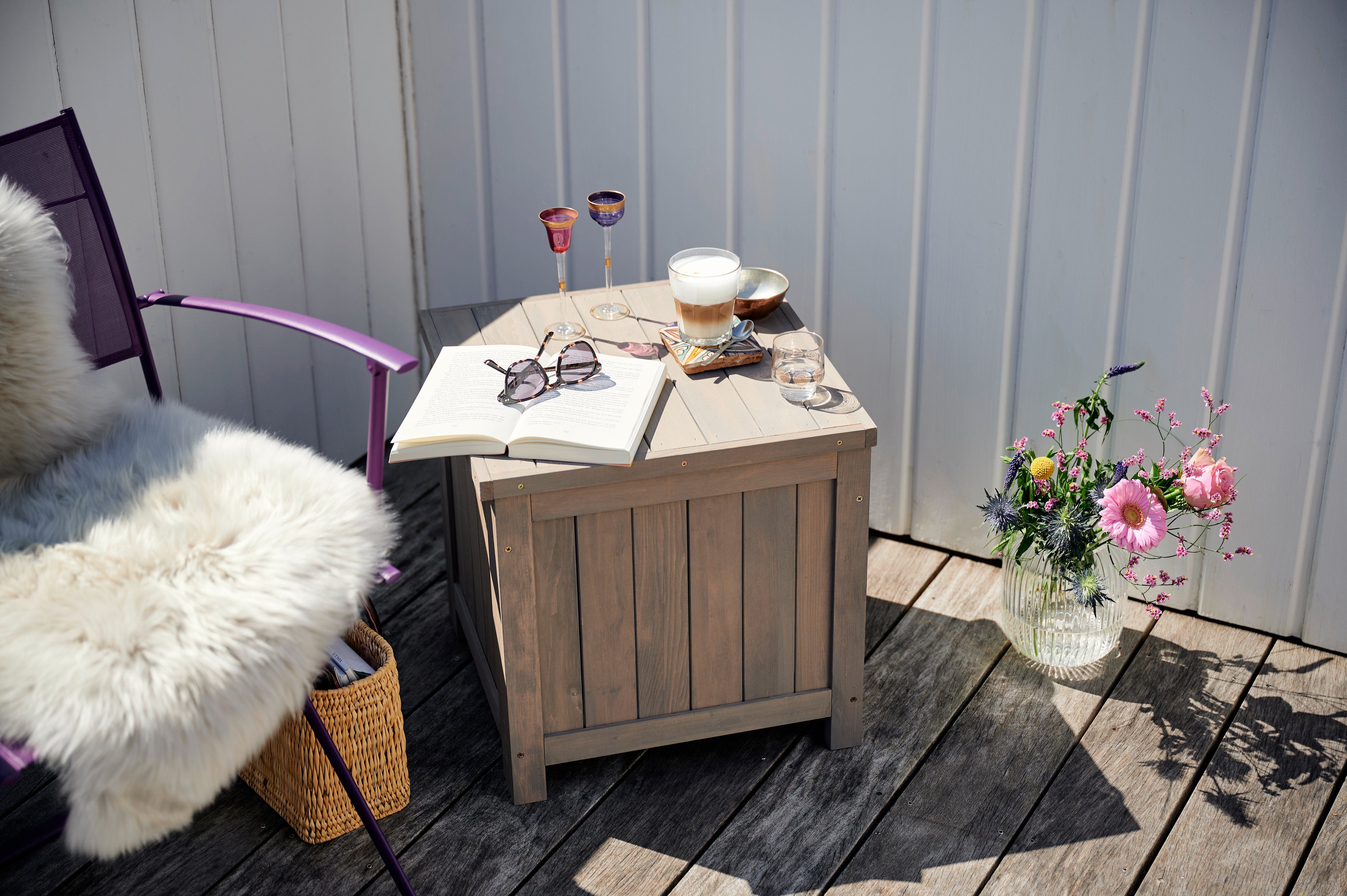 BUTENKIST Gartenbox HILLE, Aufbewahrung aus Holz, Kiste, Balkonbox, für Balkon, Garten, Terrasse
