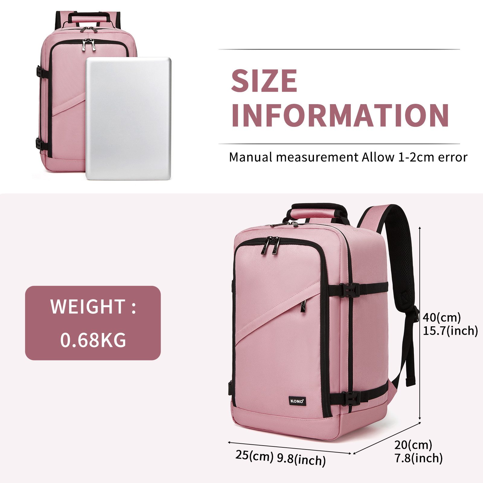 KONO Rucksack Handgepäck-Rucksack mit vielen Fächern günstig online kaufen
