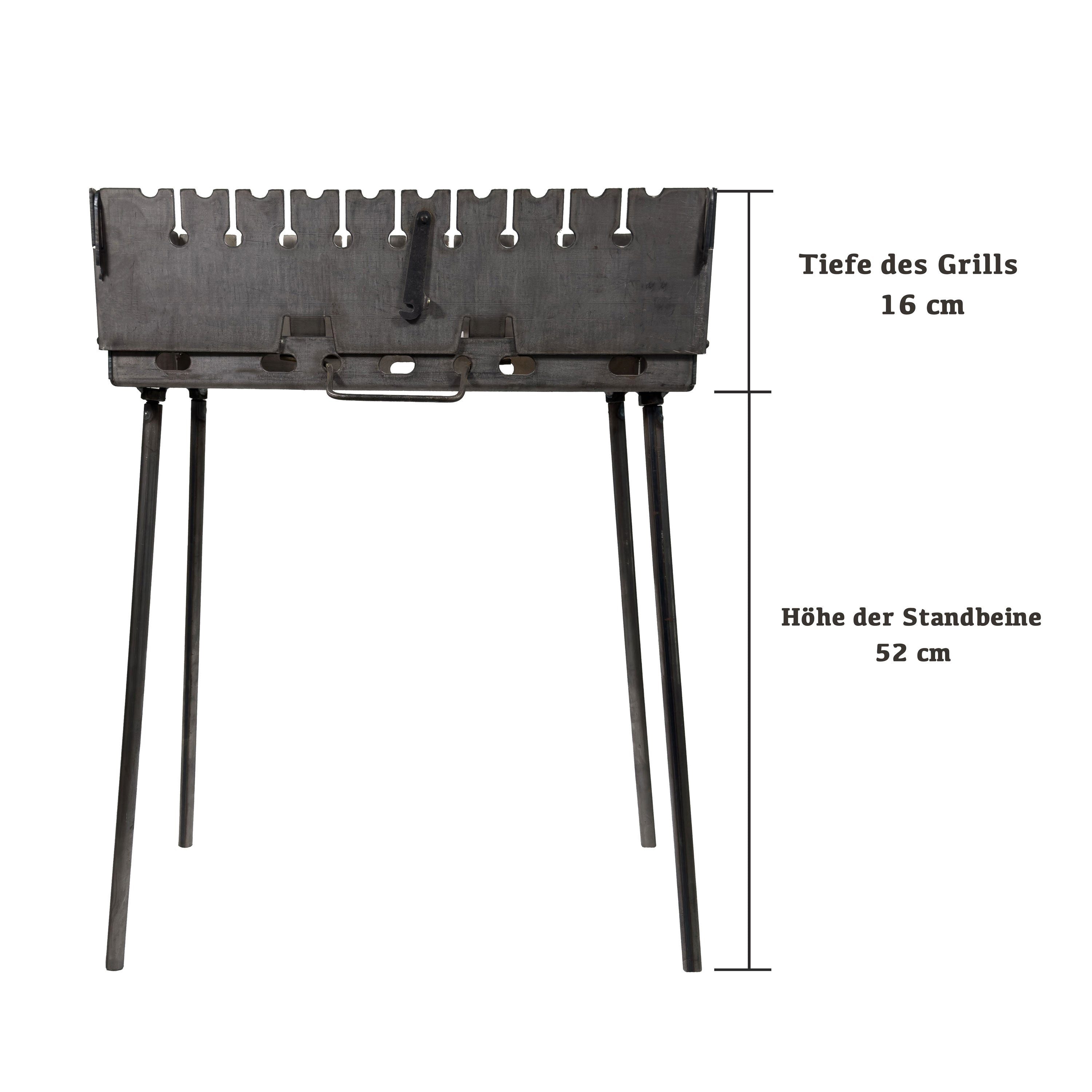 GOROCH Holzkohlegrill Mangal Verstärkter Schaschlikgrill Stahl 3 mm für 10 Spieße – Bild 4 von 5