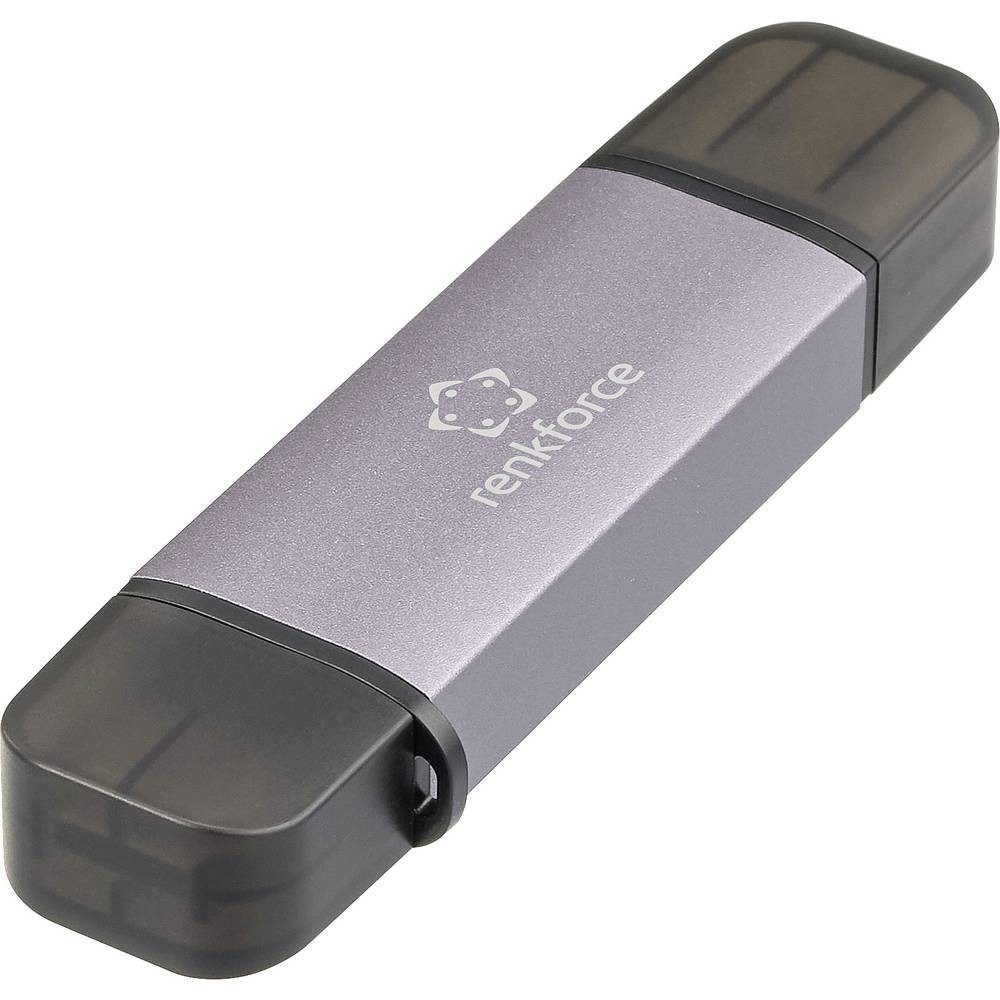 Renkforce Speicherkartenleser RF-CR-200 Externer Speicherkartenleser USB-A, USB-C® Dunkelgrau
