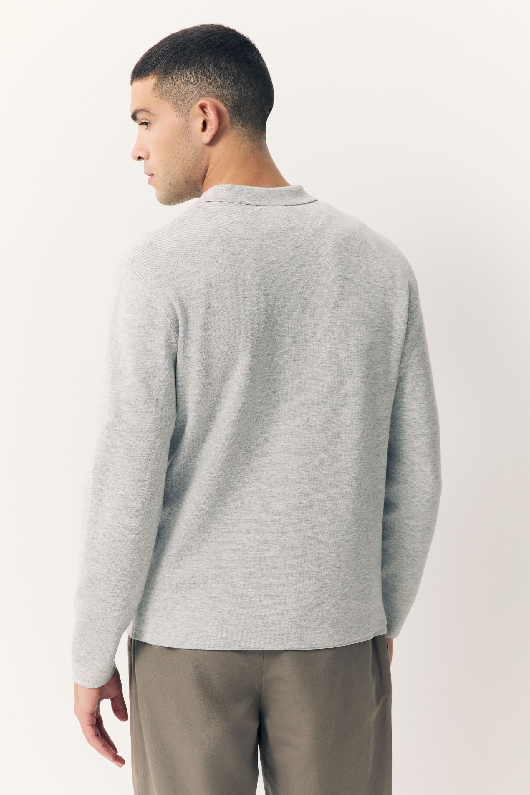 Next Langarm-Poloshirt Strukturiertes Premium Polohemd mit Viertel-RV (1-tl günstig online kaufen