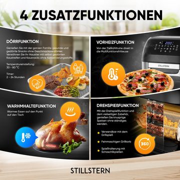 Stillstern Heißluftfritteuse MULTI-FryHD Touch 10.1, 4-in-1 (Frittieren, Backen, Dörren & Grillen), 1800 W, 12L mit 12 Kochprogramme, Vorheizen & Warmhalten