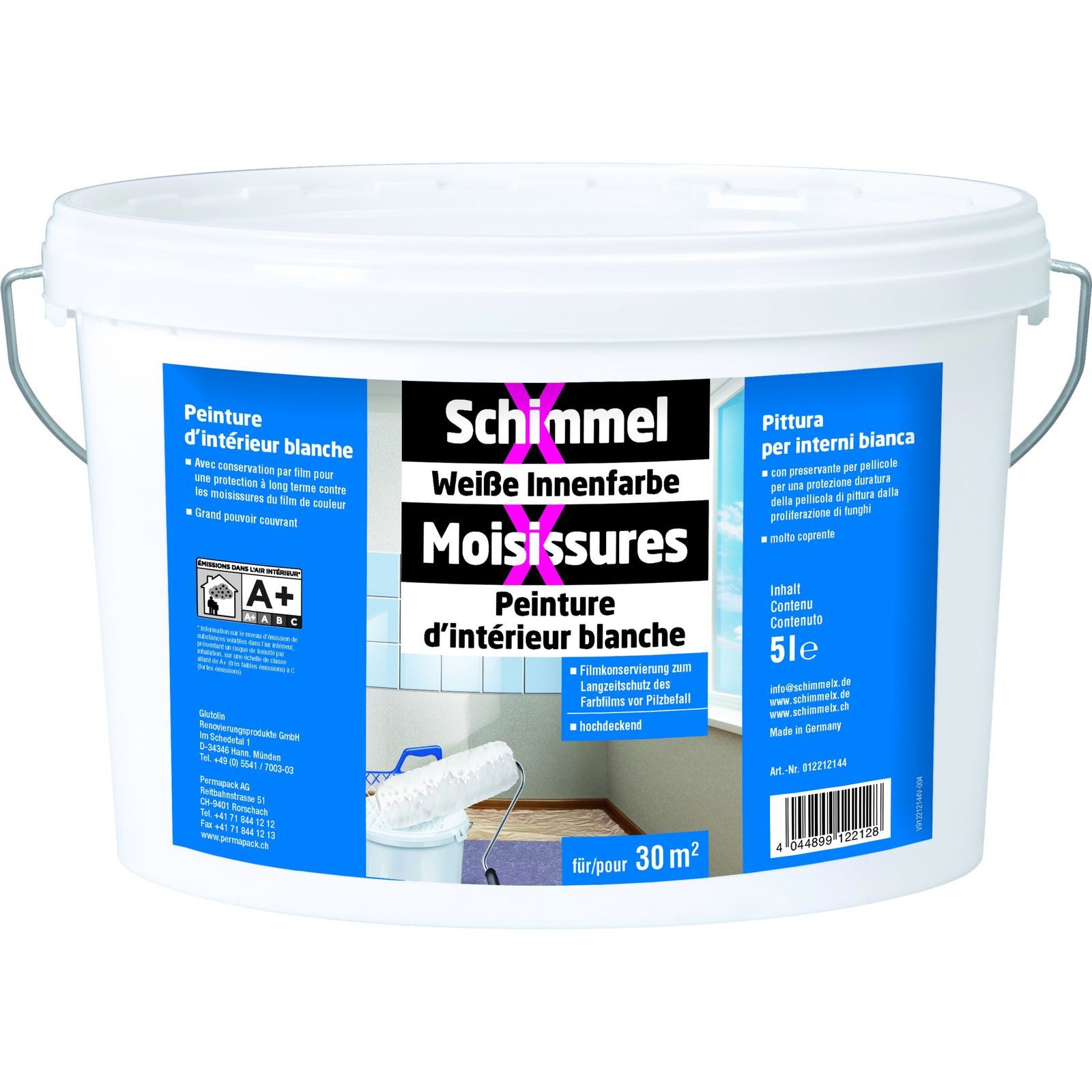 baufan® Wandfarbe SchimmelX Weiße Innenfarbe lösungsmittelfrei 5 L Anti Pilzbefall