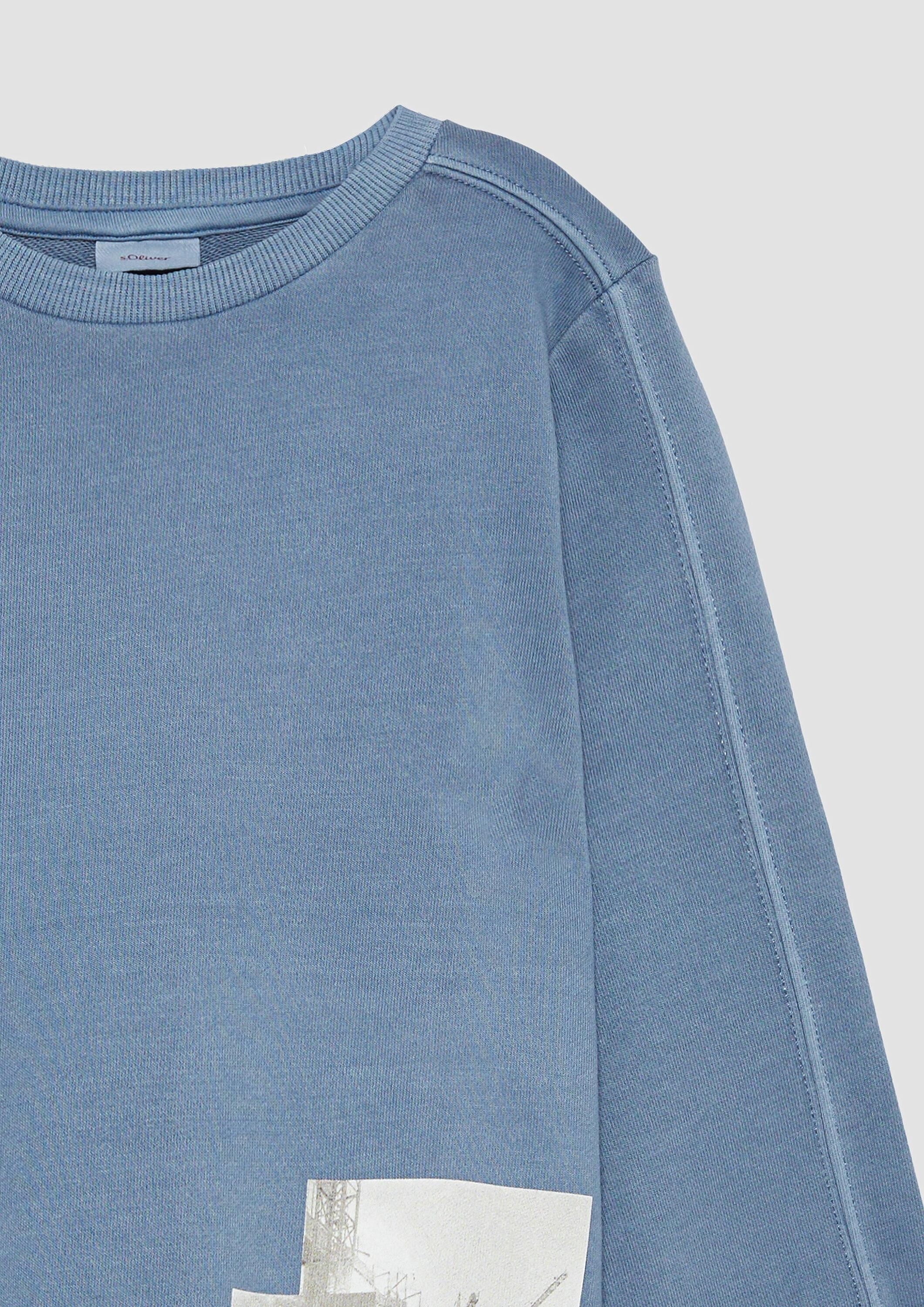 s.Oliver Sweatshirt Sweatshirt Sweatshirt mit Garment Dye und Frontprint