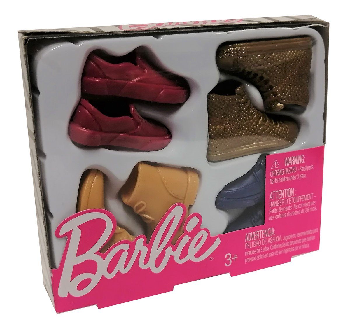 4 Barbie Schuhe Sneakers, GNJ69 4-tlg., Mattel Barbie Schuh-Set Puppen Halbschuhe) Ken Boots, (Set, teilig,