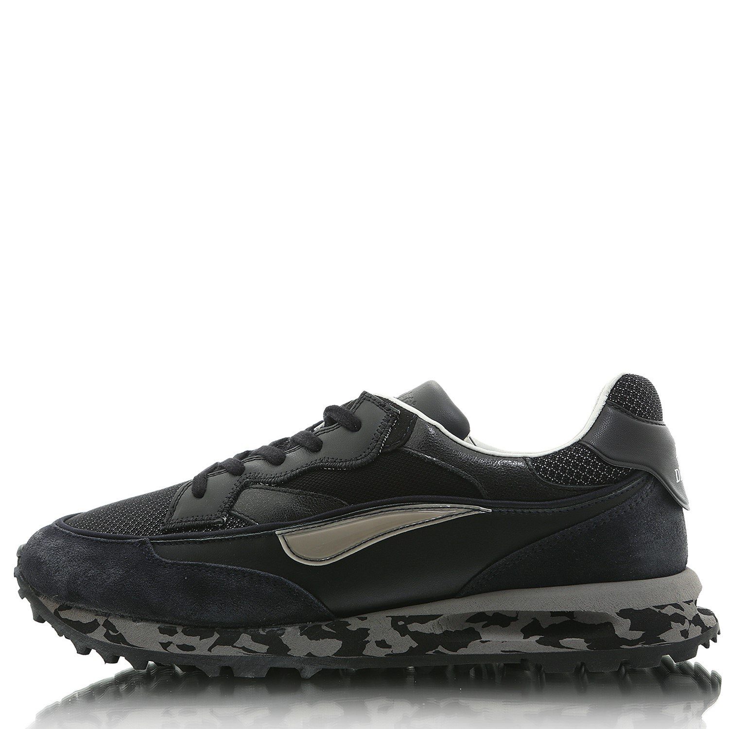 Wildleder, Plateausohle Schwarz Sneaker Threedome HIDNANDER sowie Glatt-