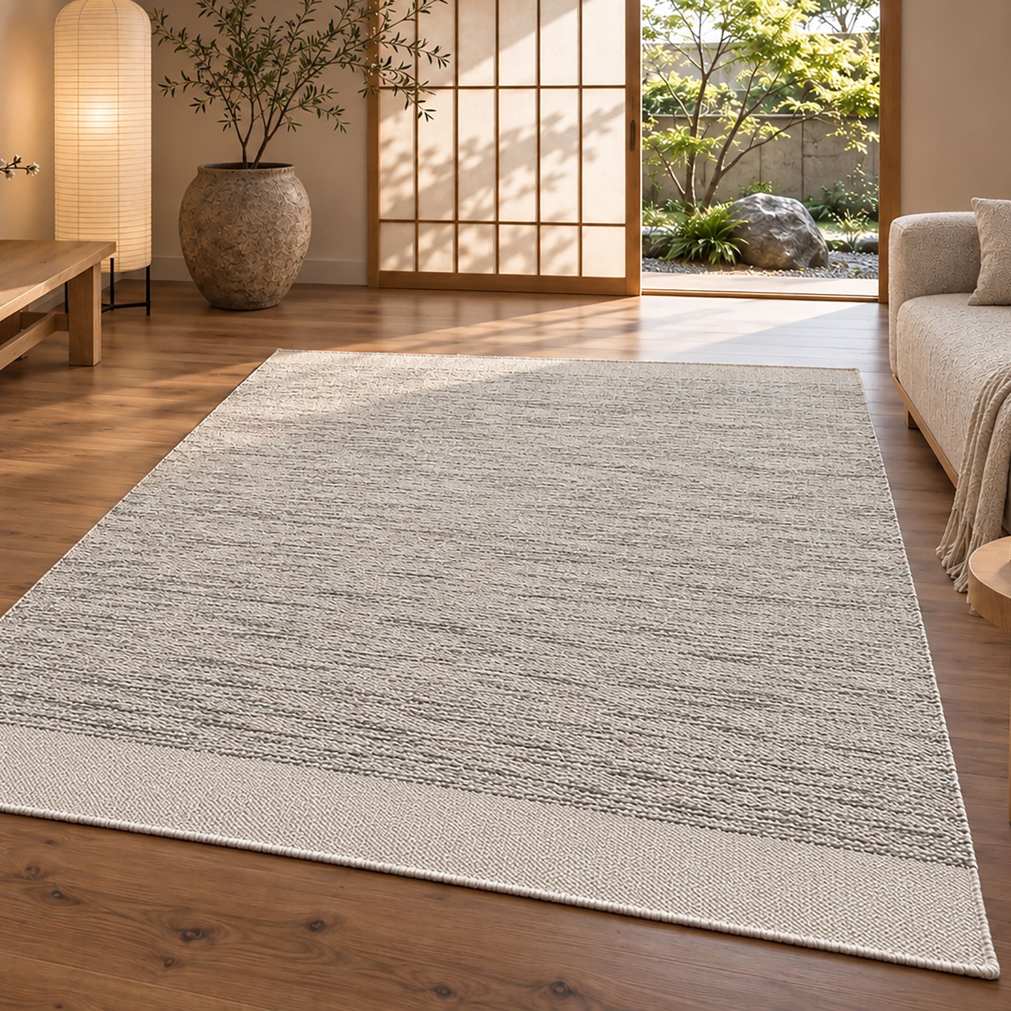Steffensmeier Wollteppich Porto, Rechteckig, Handweb Teppich, naturfarben