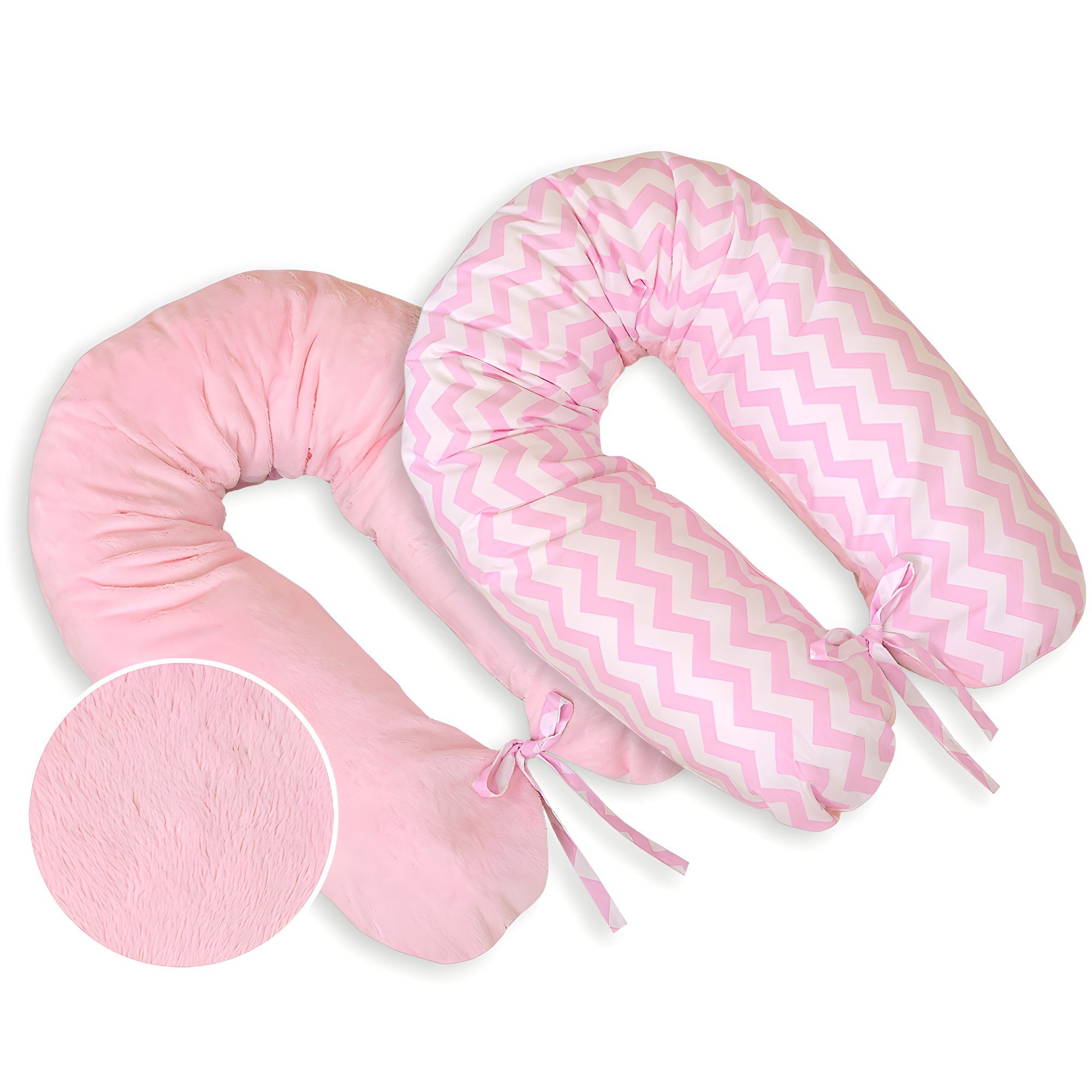 NYVI Stillkissen Schwangerschaftskissen NYVICozy 170cm Seitenschläferkissen 2-seitig, 1-tlg., Lagerungskissen, 100% Baumwolle, abnehmbarer Bezug, mit Reißverschluss Chevron rosa