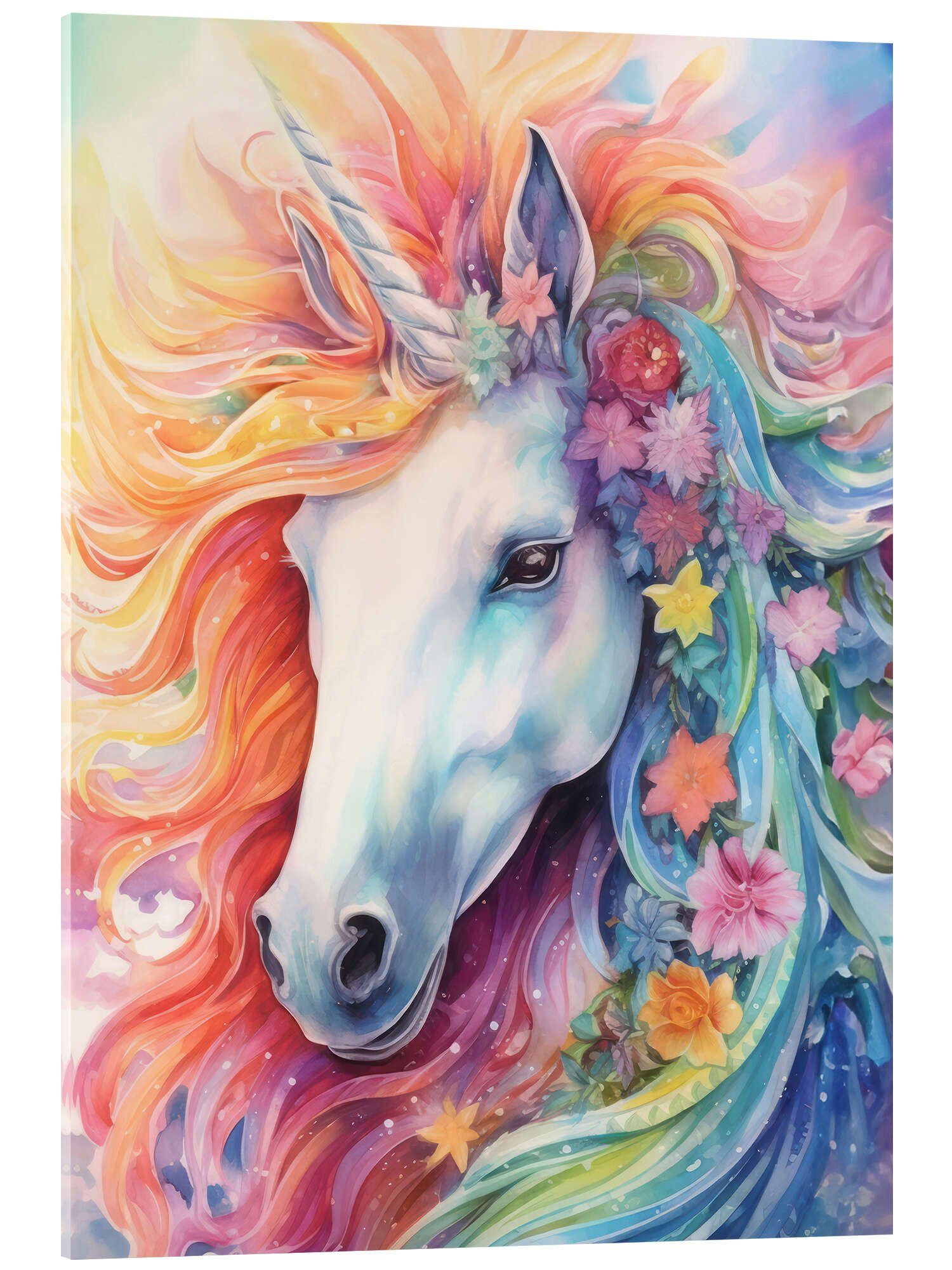 Posterlounge Wandbild Kunterbuntes Einhorn, Dolphins DreamDesign, erhältlich als Poster, Leinwandbild, Wandsticker oder Acrylglasbild