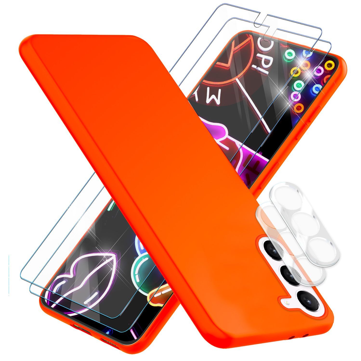 Nalia Smartphone-Hülle Samsung Galaxy S23 15,5 cm (6,1 Zoll), Neon Silikon Hülle / 2x Display- & Kameraschutz / Bunt Leuchtend Weich