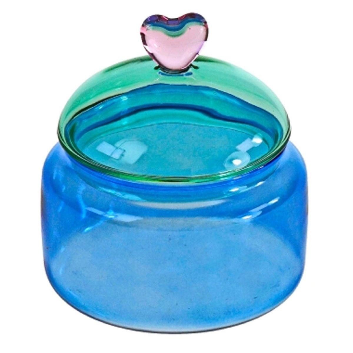 Werner Voß Schmuckablage Dose Herz Blau Grün Glas