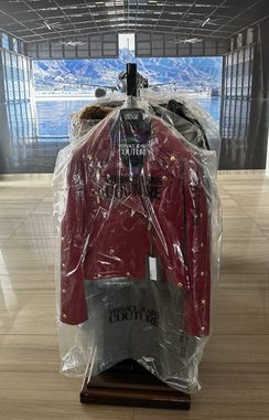 Versace Lederjacke VERSACE JEANS COUTURE Red Leather Biker Jacket Jacke Blazer Coat Iconi