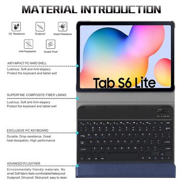 IVSO Tastatur Hülle für Samsung Galaxy Tab S6 Lite 10.4 Zoll 2022/2020 SM-P610/P613/P615/P619 (Deutsches QWERTZ), Tablet-Tastatur (Ständer PU Schutzhülle mit magnetisch Abnehmbarer Kabellose Tastatur für Samsung Galaxy Tab S6 Lite 10,4 Zoll 2022/2020)
