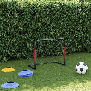 vidaXL Fußballtor Fußballtor mit Netz Rot und Schwarz 90x48x71 cm Stahl Garten Kinder Fu