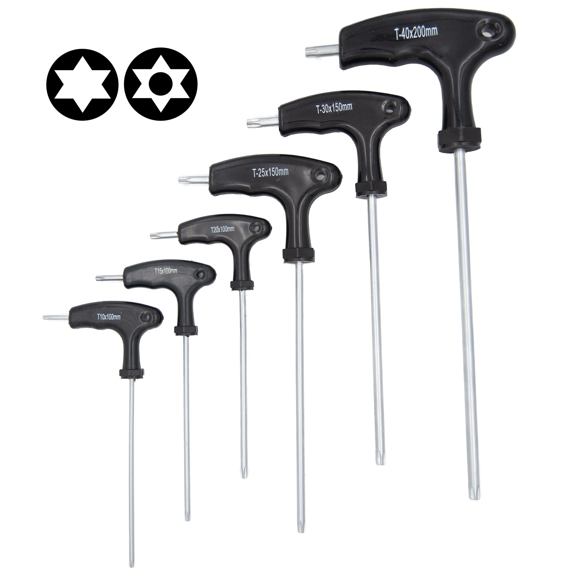 BENSON Schraubendreher Torx T Steckschlüssel Satz T Griff T10-T40, Schraubendreher, Schlüssel, Set, 6-tlg