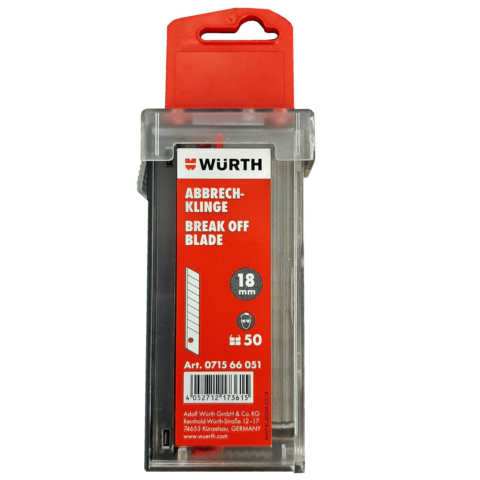 Würth Messerklinge Würth Abbrechklingen 18 mm 50 Stück Spender 071566051