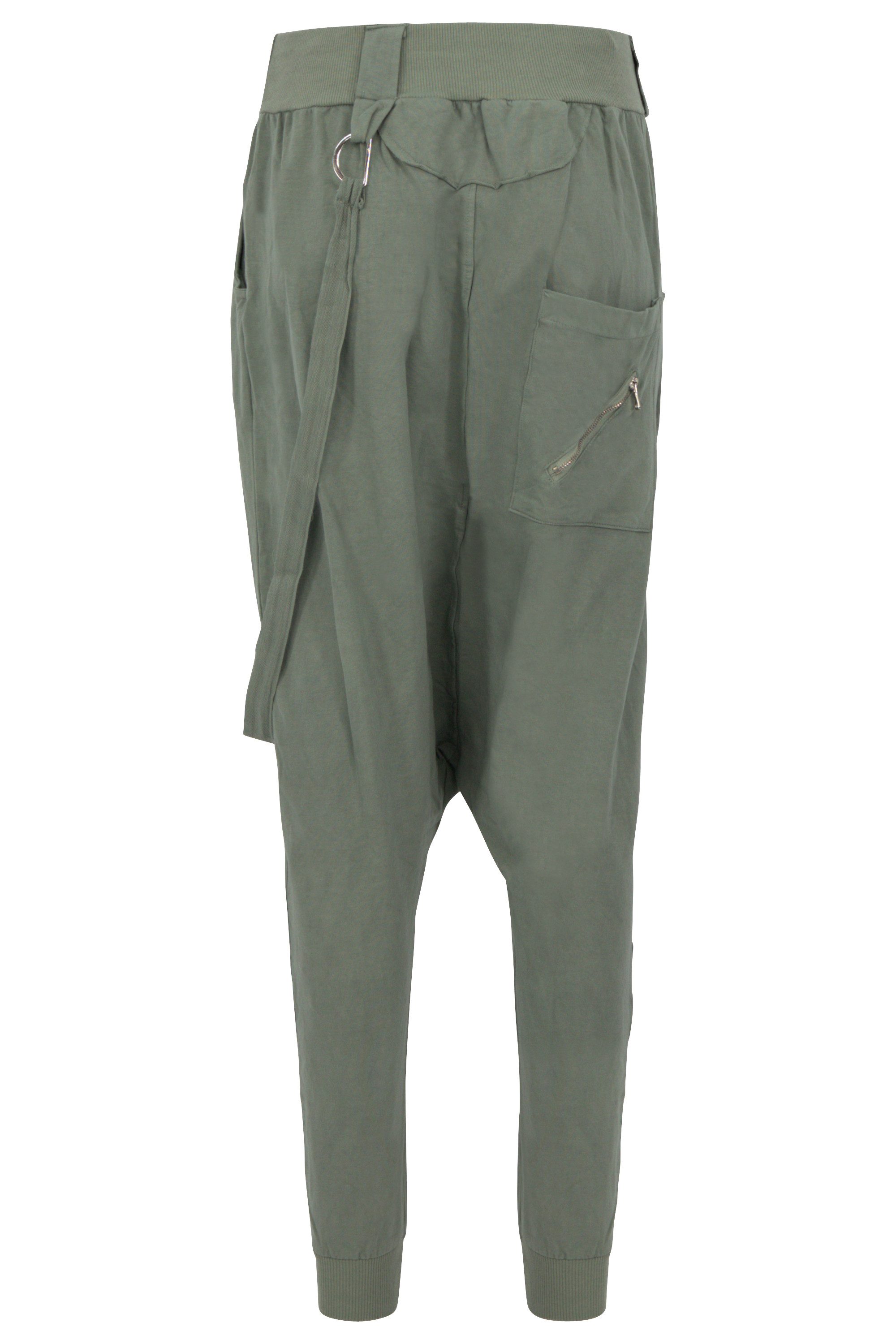 malito more than fashion Haremshose malito Damen Haremshose mit tiefem Schritt, Jogginghose in Unifarben Haremshose mit elastischem Bund, Einheitsgröße