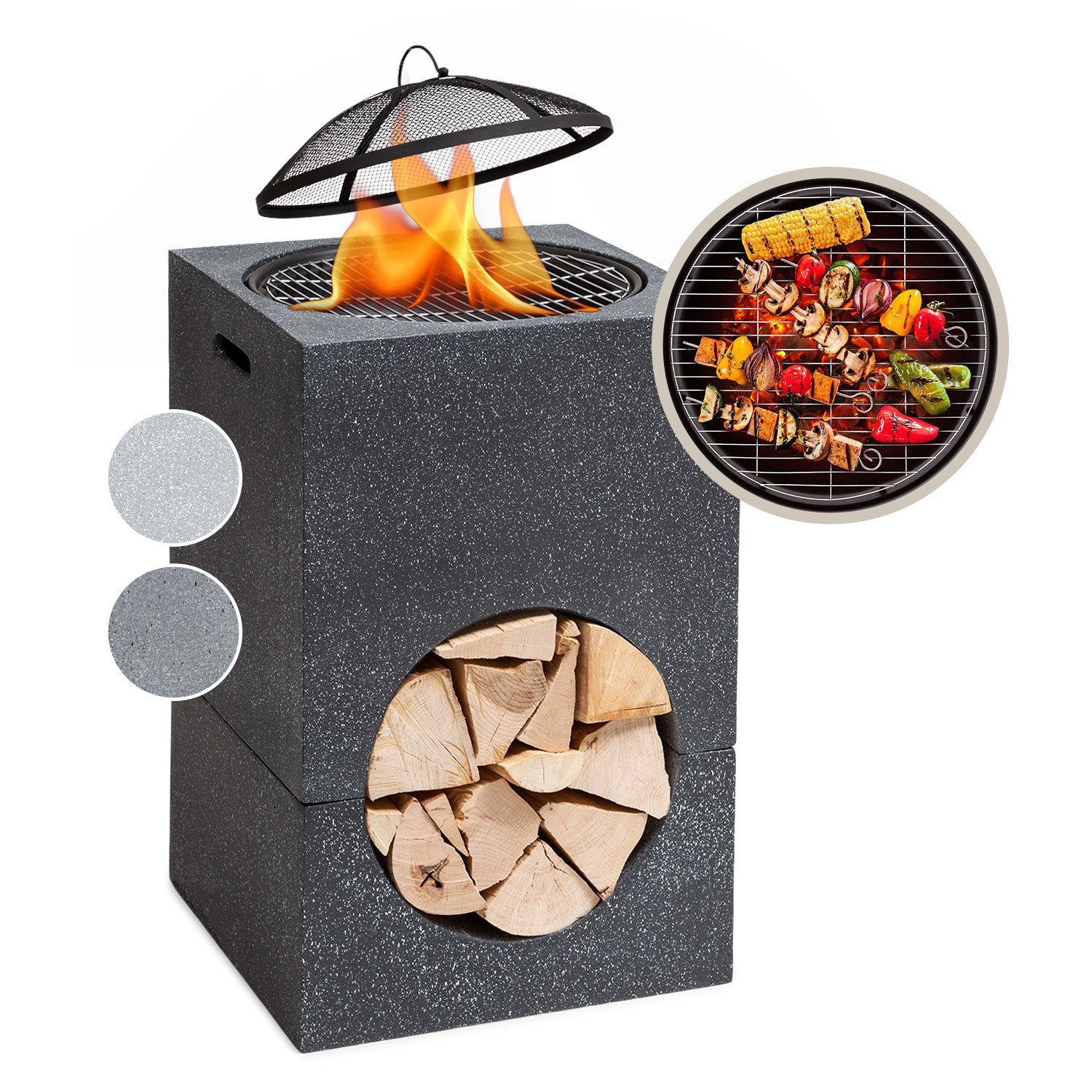 blumfeldt Feuerschale Monolith, (Set, Set), Garten Grill Funkenschutz Feuerkorb Feuerstelle Outdoor