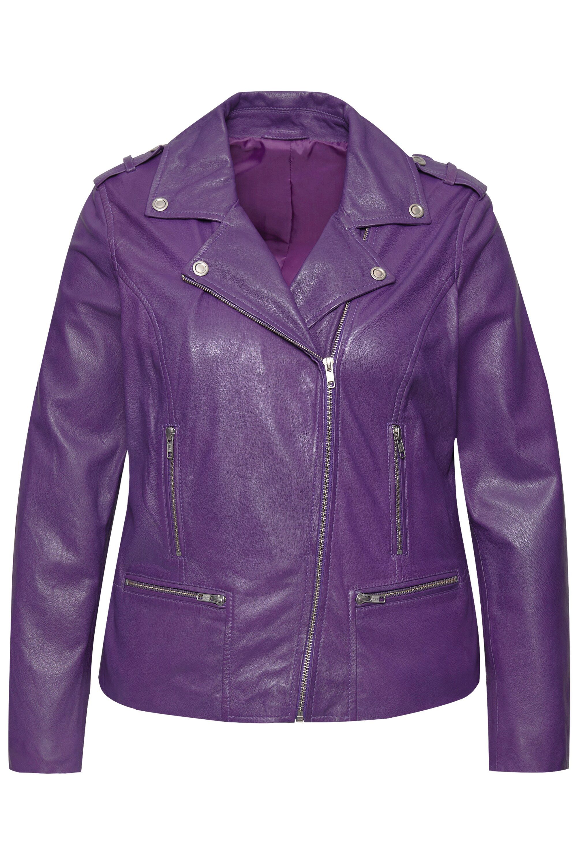 Angel of Style Lederjacke Leder-Bikerjacke Metallzipper Komplettfutter günstig online kaufen