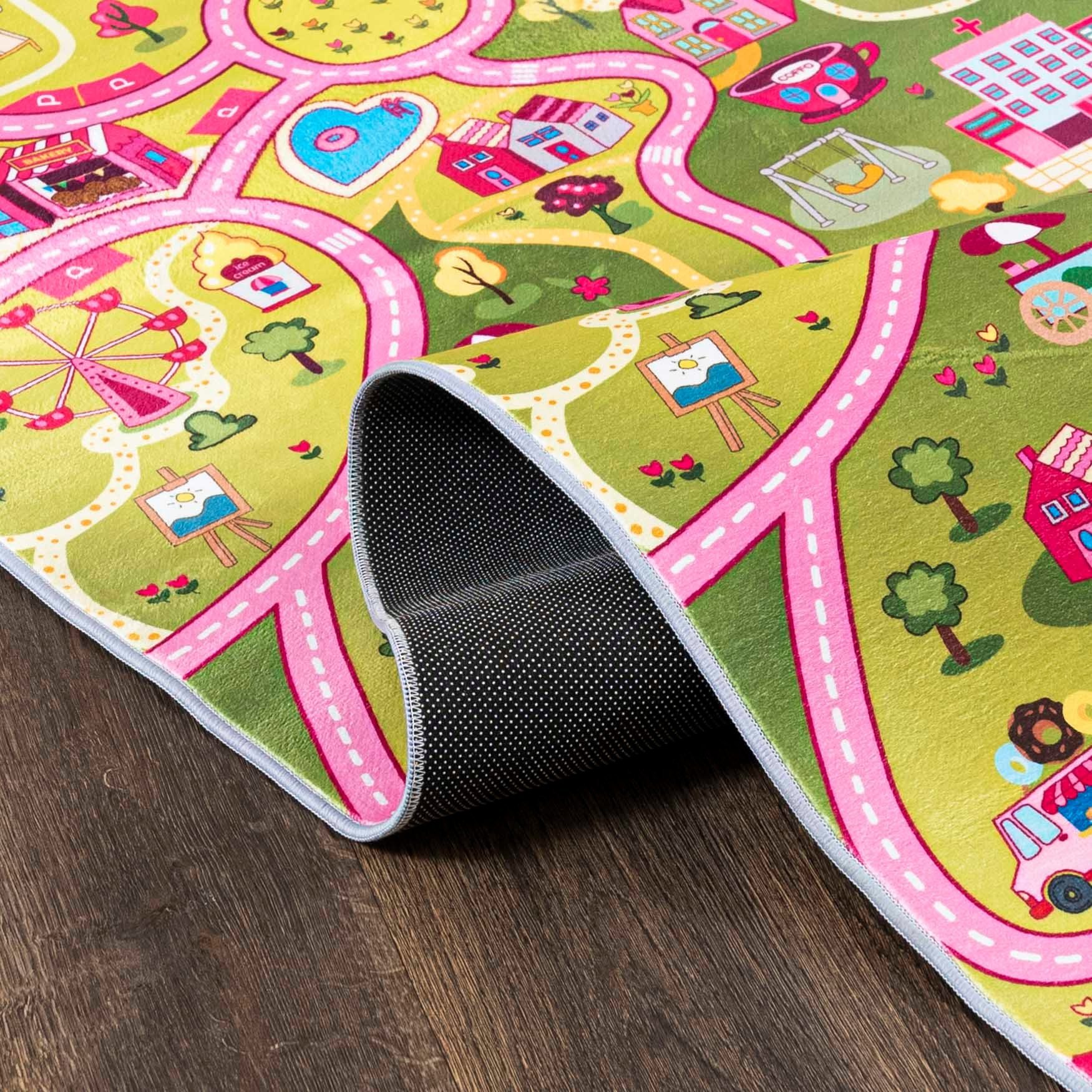 Mazovia Kinderteppich Straßen Bunt Rosa Kinderzimmer, Fußbodenheizung – Bild 3 von 5