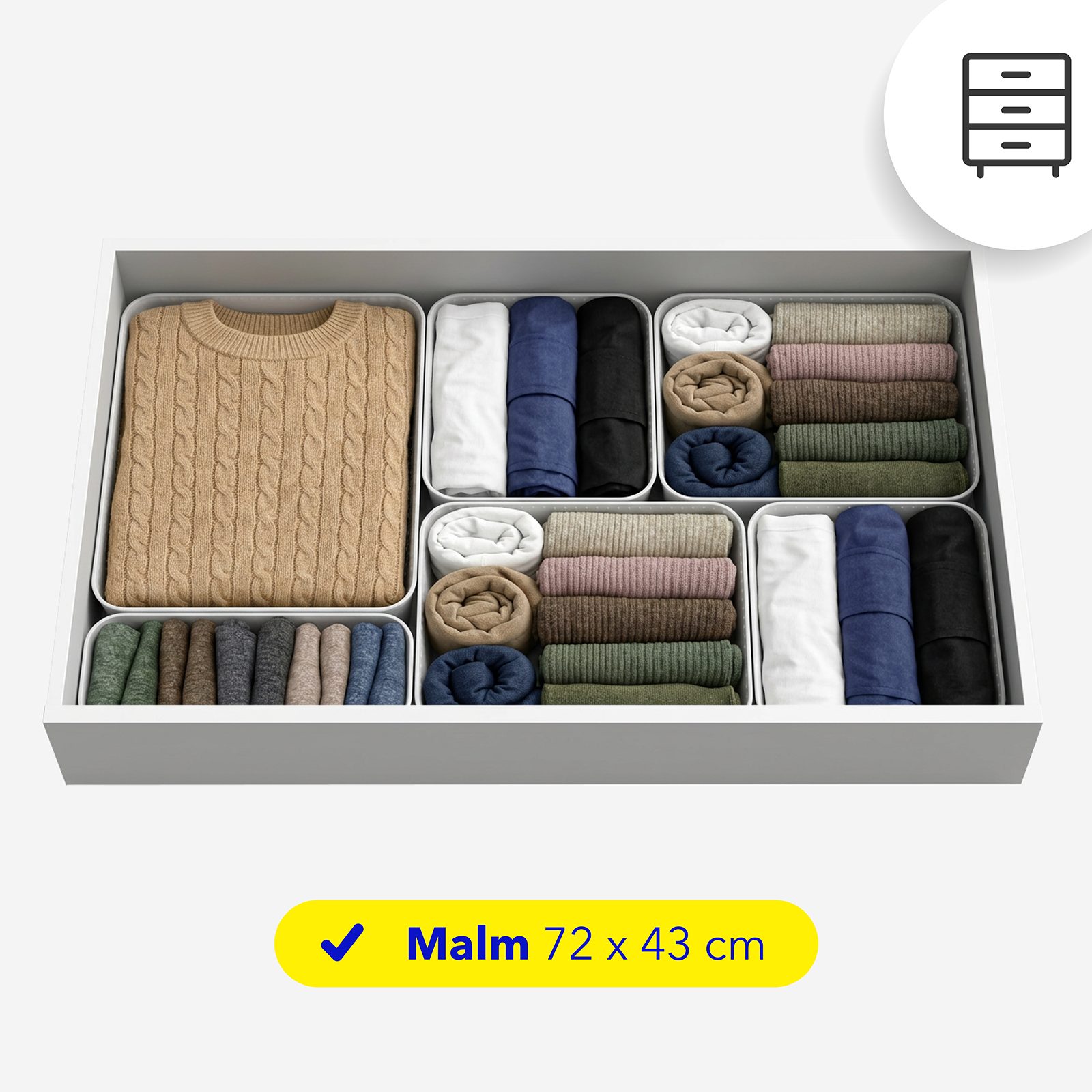 ROTHO Organizer WOP Organizer Set 6er für Kleidung Unterwäsche und Accessoires, Flexible Schubladenorganisation für den täglichen Gebrauch