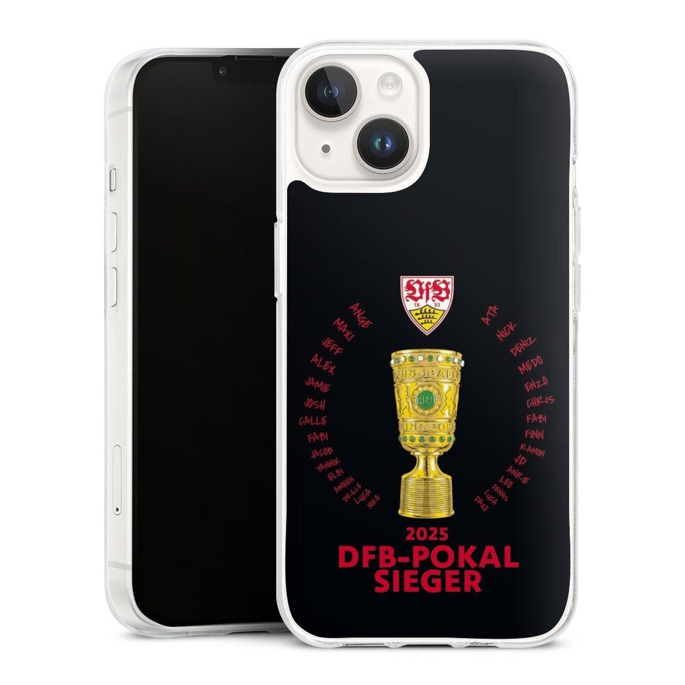 DeinDesign Handyhülle VfB Stuttgart Pokal Offizielles Lizenzprodukt, Apple iPhone 14 Silikon Hülle Bumper Case Handy Schutzhülle