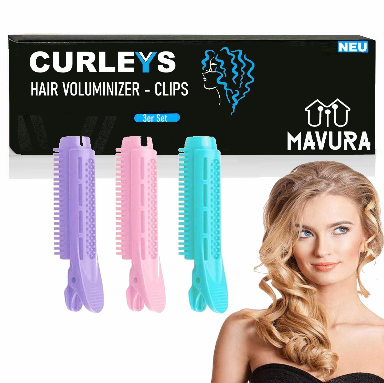 MAVURA Haarspange CURLEYS Hair Voluminizing Clips Haarwurzelclips  Lockenwickler, Haar Volumen Clip Roller Haarklammer Haarklemme [3er Set]