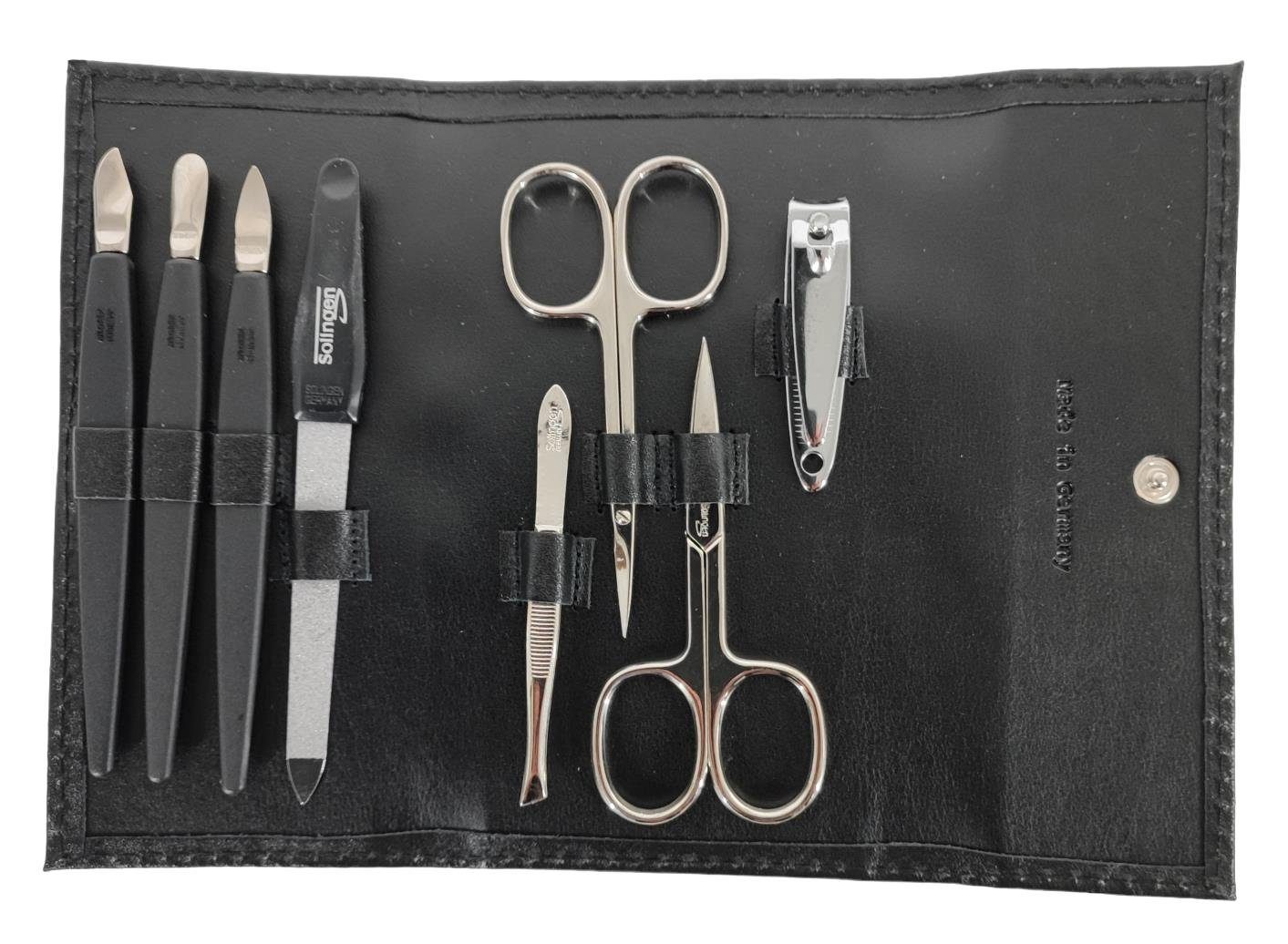 Set Solingen, Maniküre Maniküre-Etui Nagelpflege Etui tlg. Mit Lederetui Nagelschere 8-tlg EloModa Schwarz 8