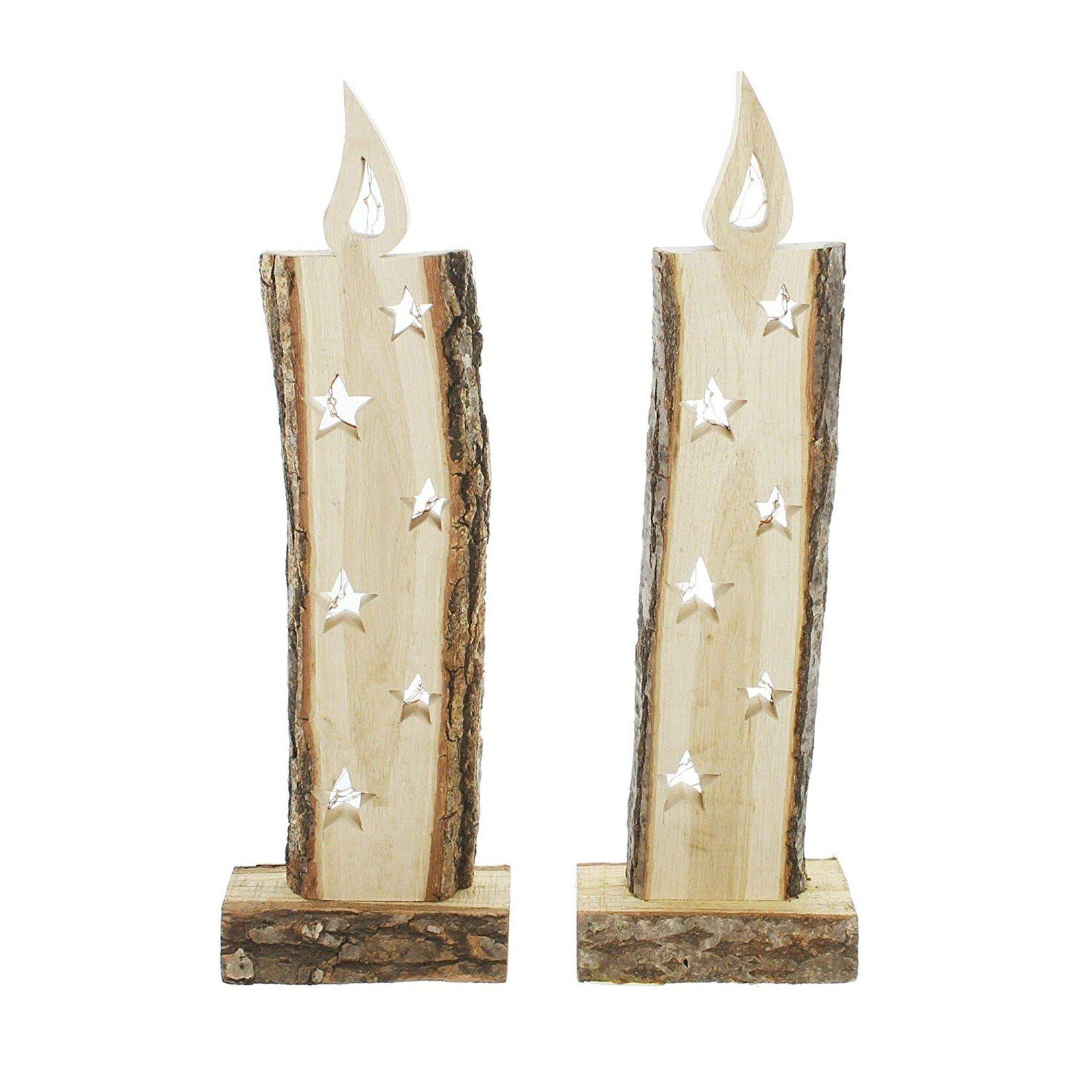 Dekoleidenschaft LED Leuchtturm Aus Holz - 40cm Maritime Deko Mit Flackerndem Licht