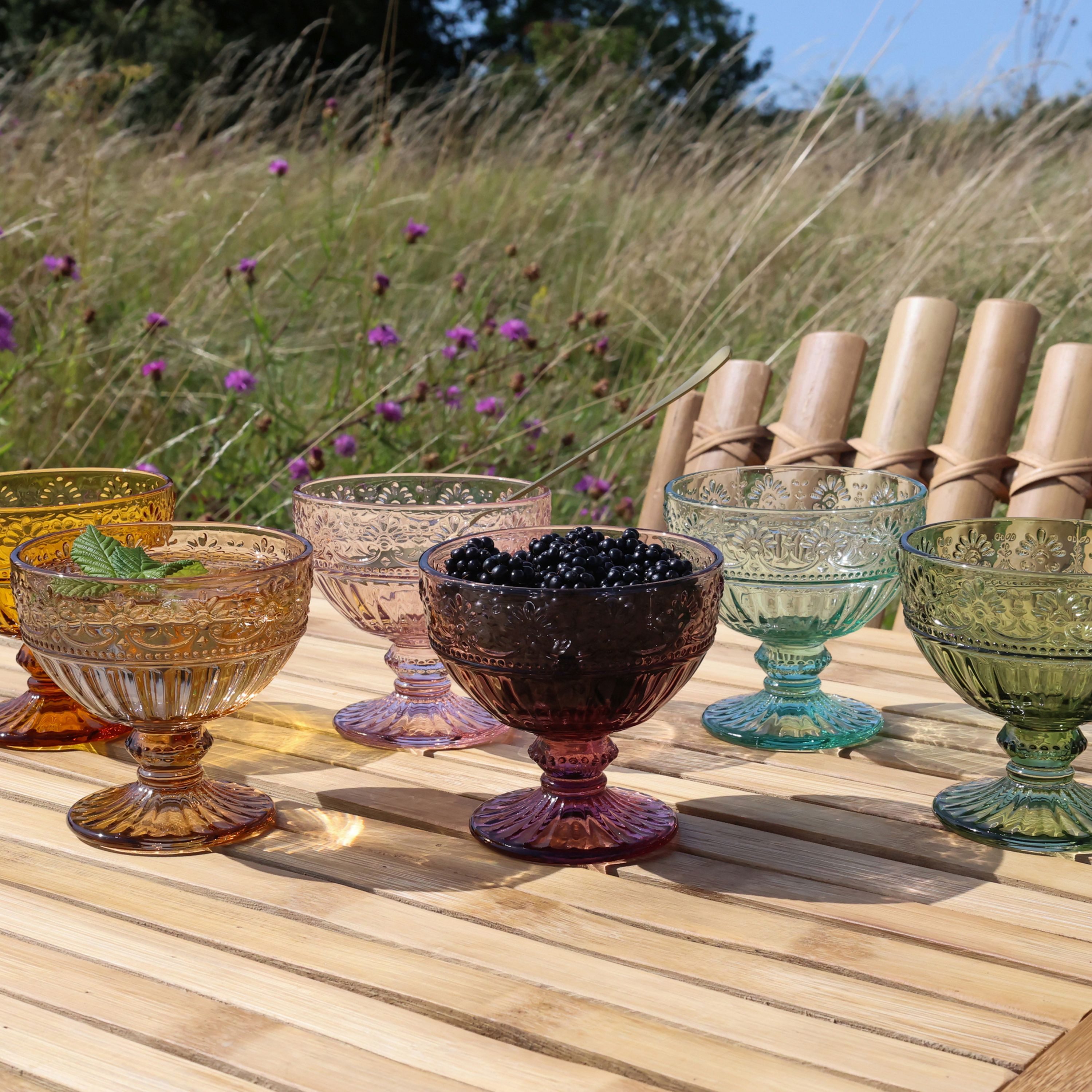 Chic Antique Gläser-Set Chic Antique - 6x Trinkgläser Eisschalen Glas Schalen 260ml Bunt, Glas