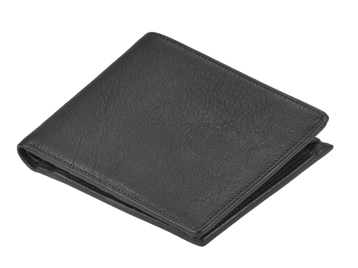 Herrenbörse, Sonnenleder edel Portemonnaie, Trave, 12x10cm, sehr Querformat Geldbörse schwarz