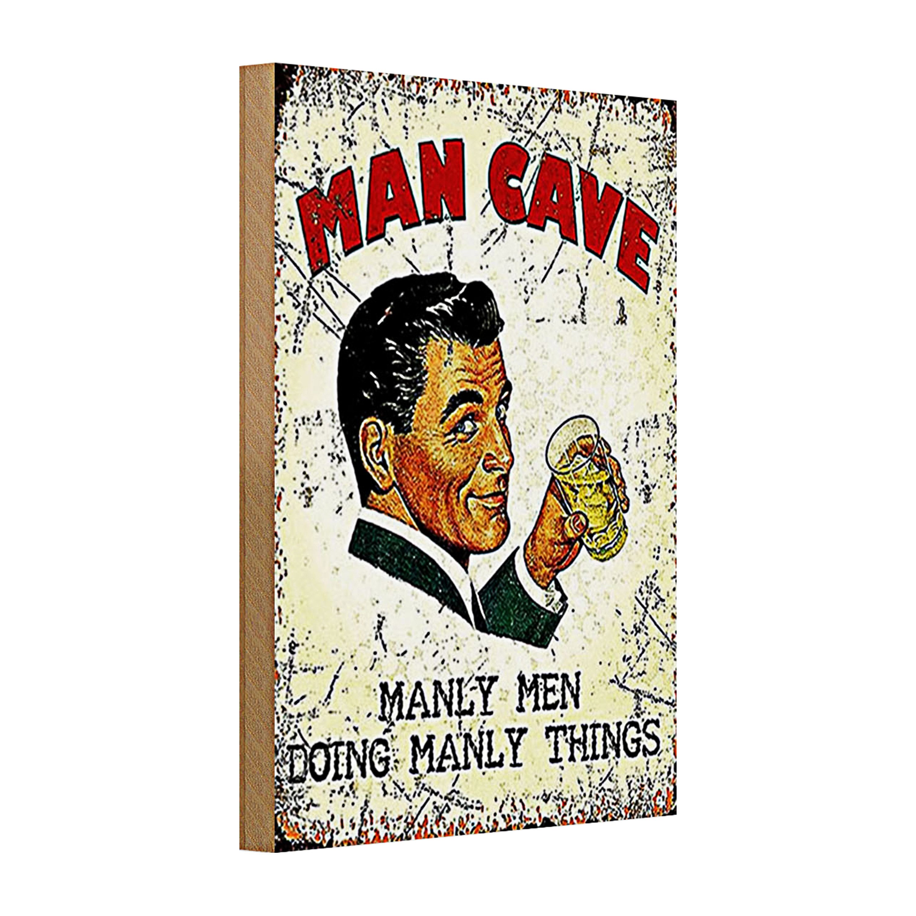 Roomando Holzbild Holzschild Retro 20x30cm Man Cave manly men manly things