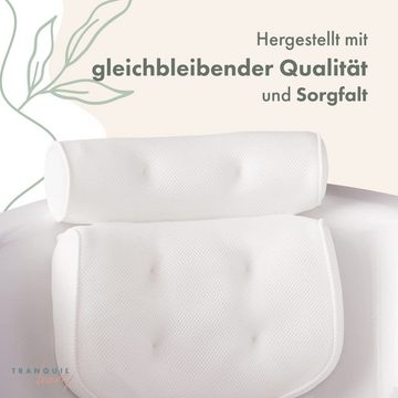 Tranquil Beauty Wasserkissen Wasserdichtes Luftnetz-Badekissen mit Saugnäpfen für Kopf/Nacken, leicht zu reinigen, schnell trocknend und schimmelresistent.