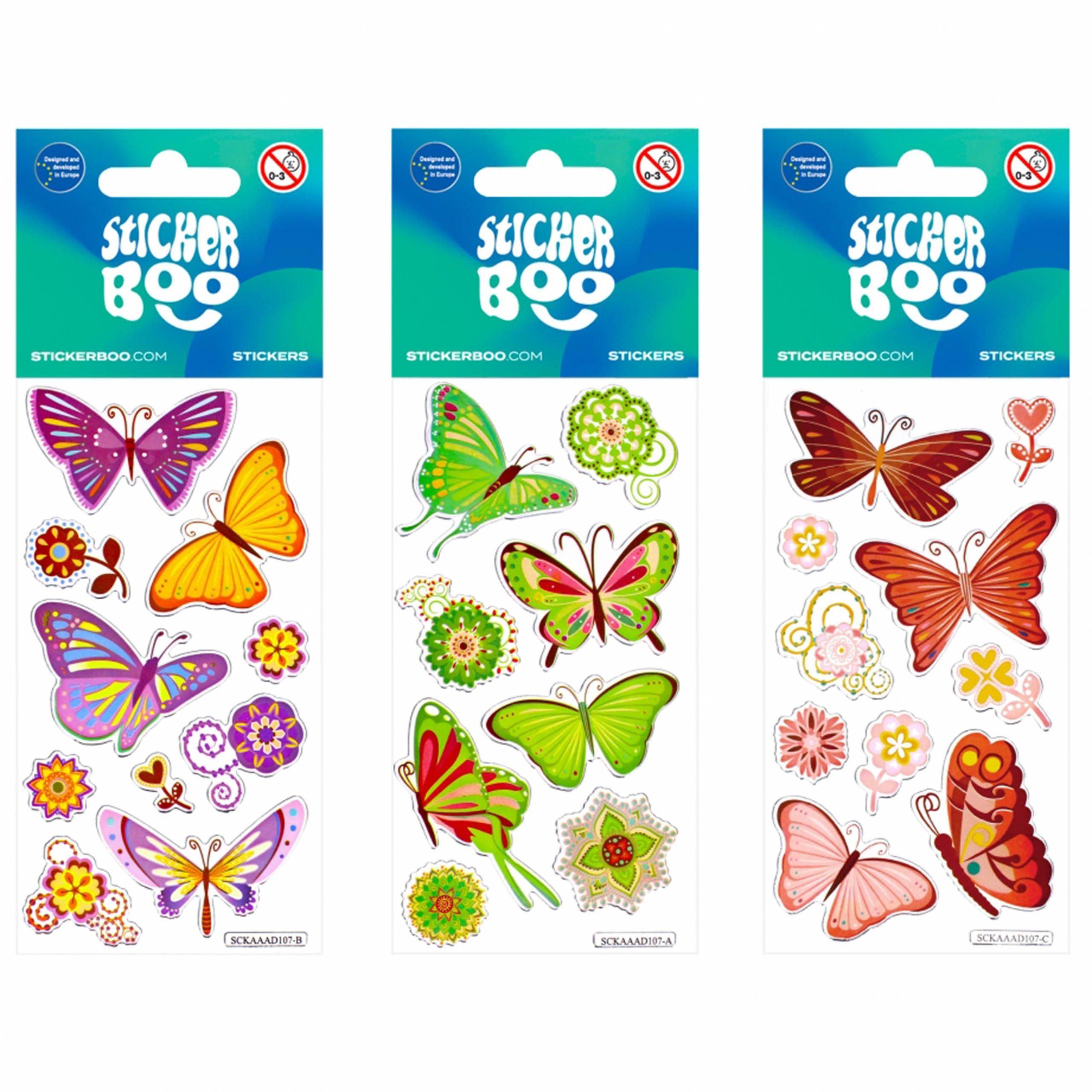 Sarcia.eu Sticker Set von bunten Stickern, Schmetterlinge, Aufkleber für Kinder