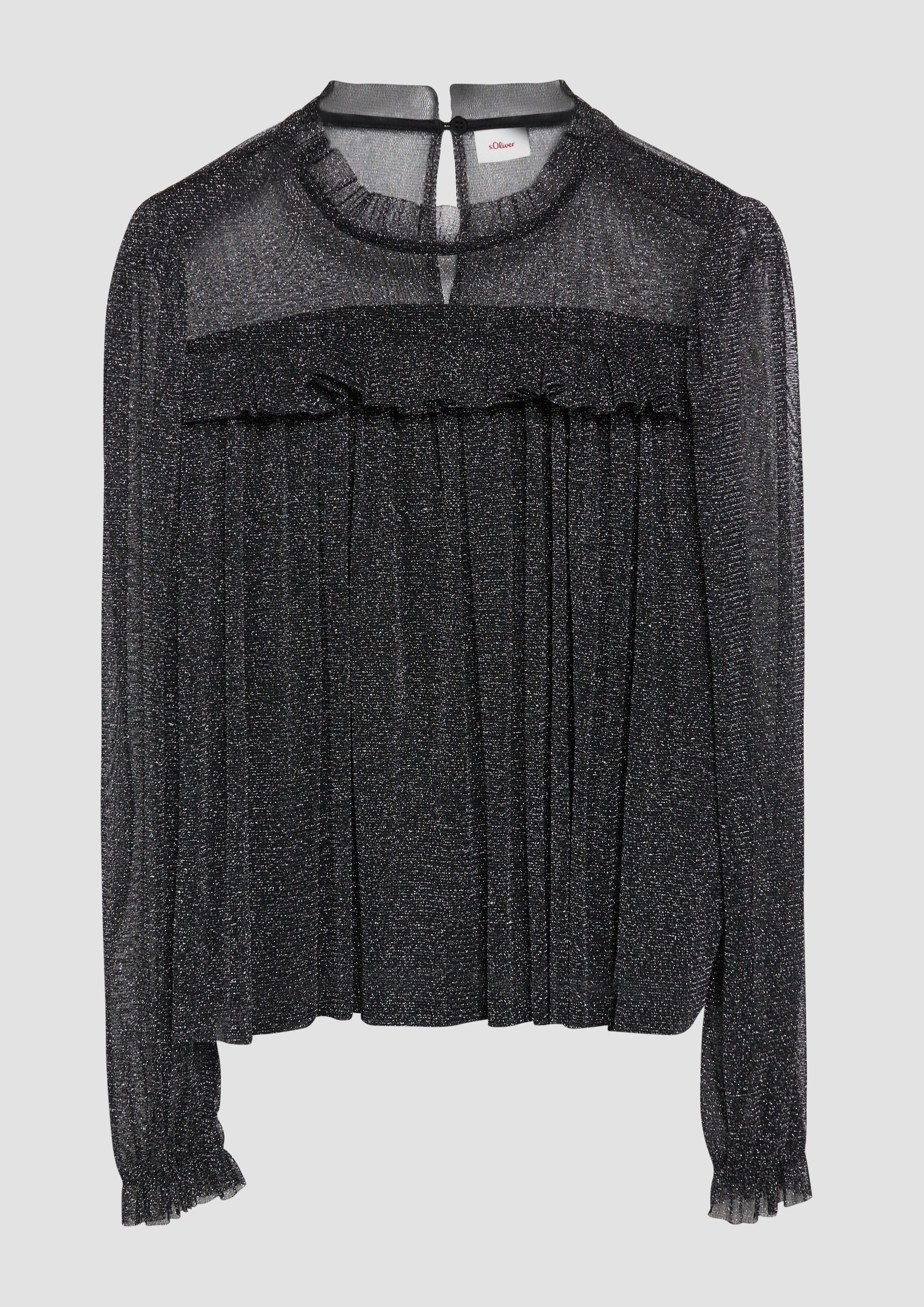 Langarmbluse Ausgestellte Bluse aus glitzerndem Mesh