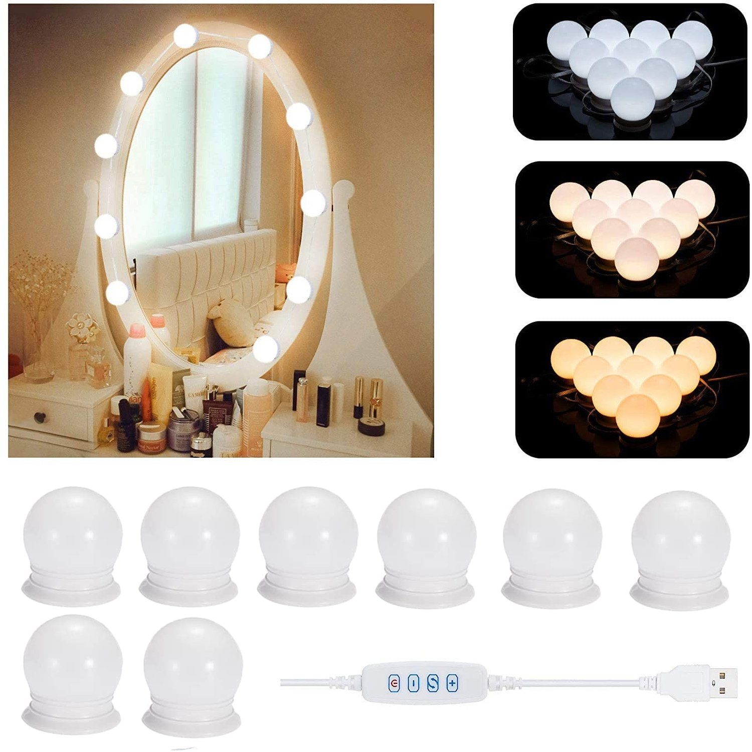 zggzerg LED-Lichtspiegel LED Spiegelleuchte,3 Farbmodi Schminktisch Leuchte günstig online kaufen