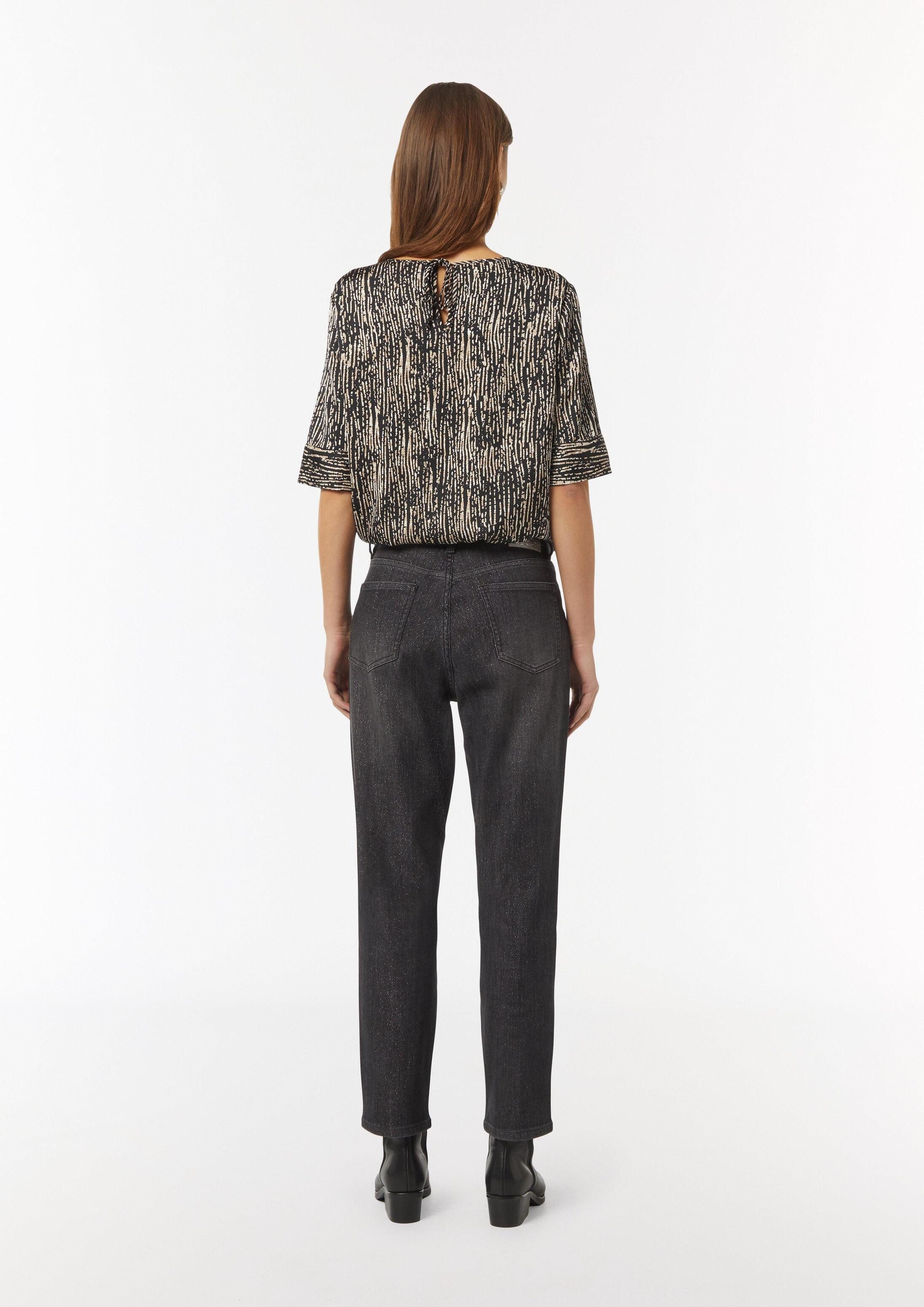 comma Kurzarmbluse Bluse Bluse mit All-over-Print aus Satin