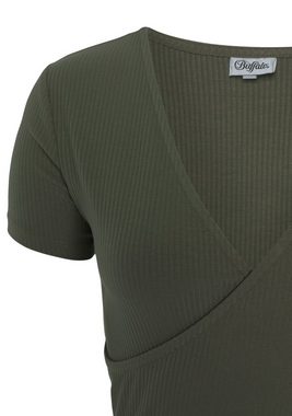 Buffalo Kurzarmshirt mit Wickeloptik und V-Ausschnitt, T-Shirt, figurbetont, Basic