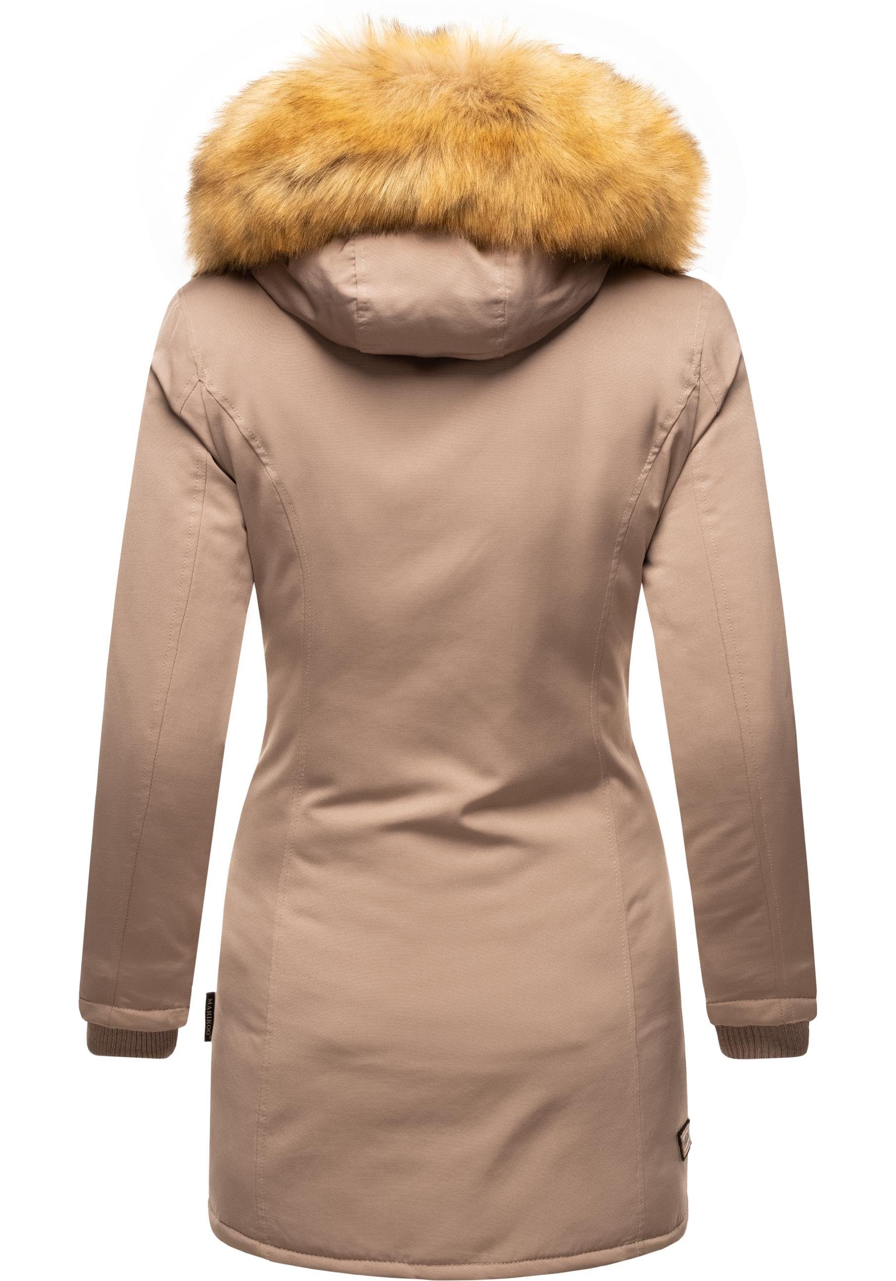 Marikoo Wintermantel Karmaa edler Parka mit Kunstfellkapuze